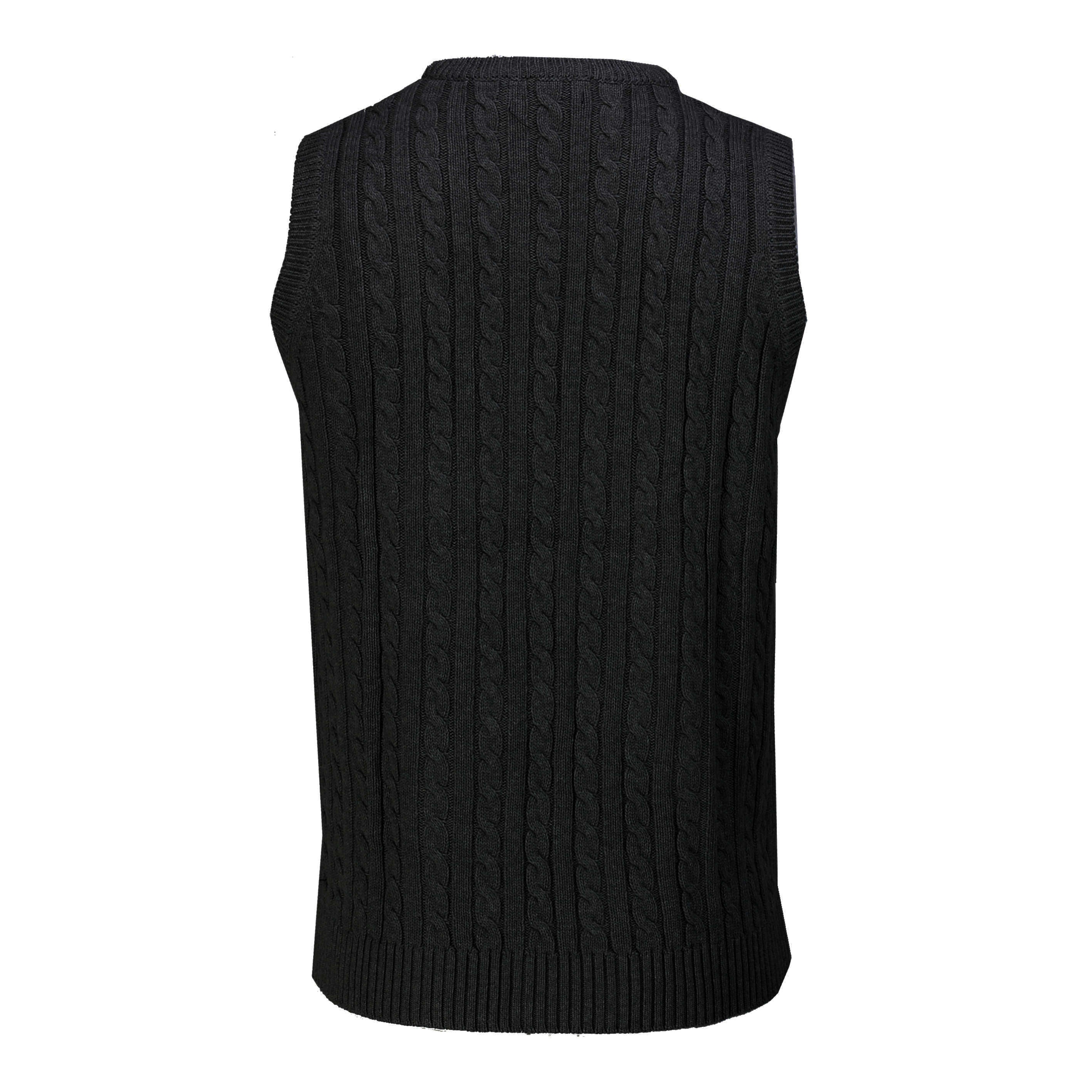 Mens Classic Knitted Sleeveless V Neck Black Jumper