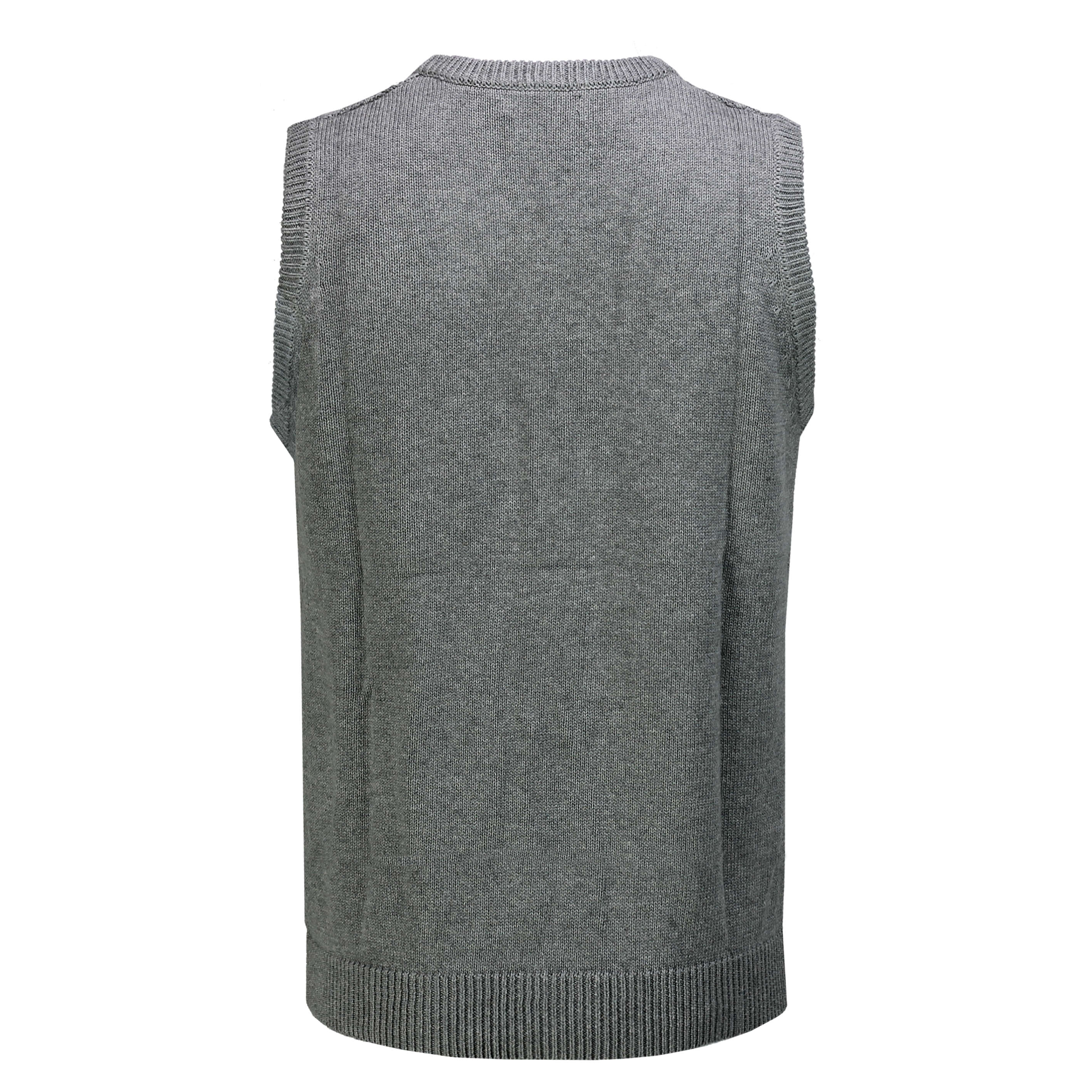 Classic Sleeveless V Neck Grey Jumper Cable Knitted