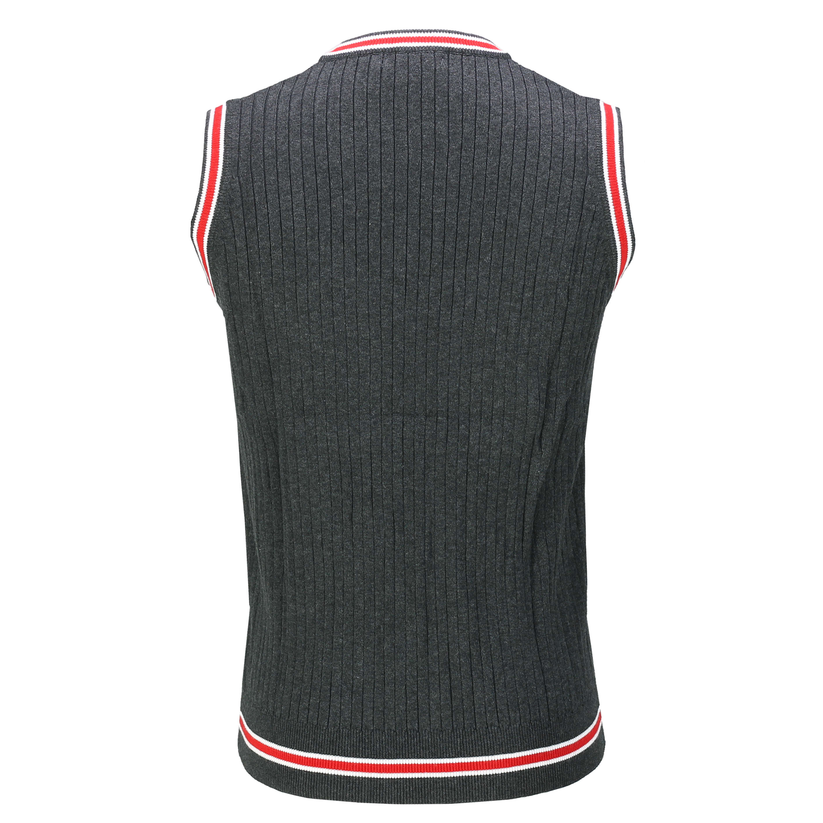 Mens Sleeveless V Neck Grey Jumper Knitted Vest