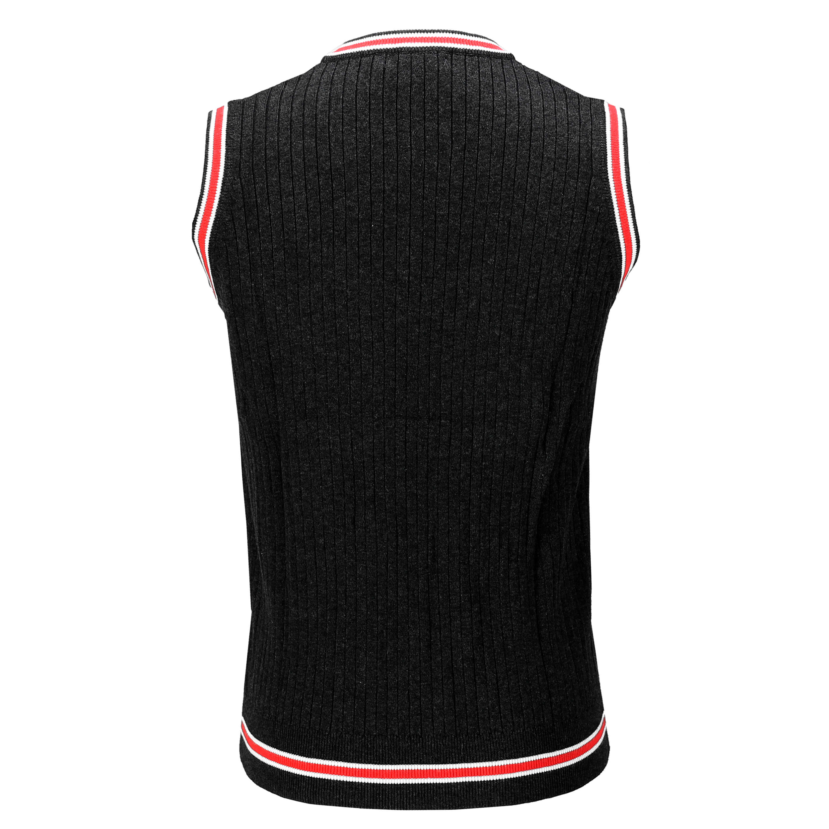 Mens Sleeveless V Neck Black Jumper Knitted Vest