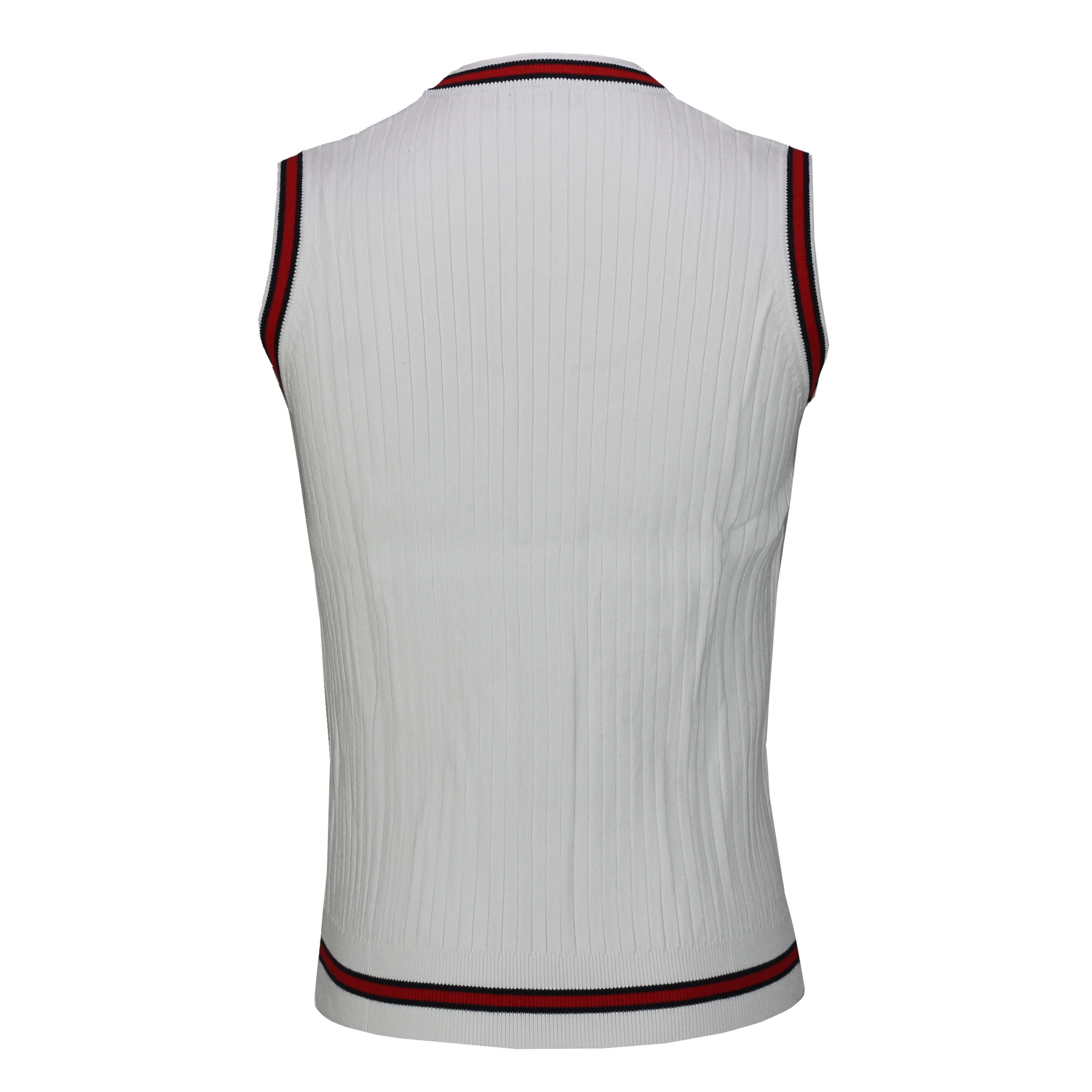 Mens Sleeveless V Neck White Jumper Knitted Vest