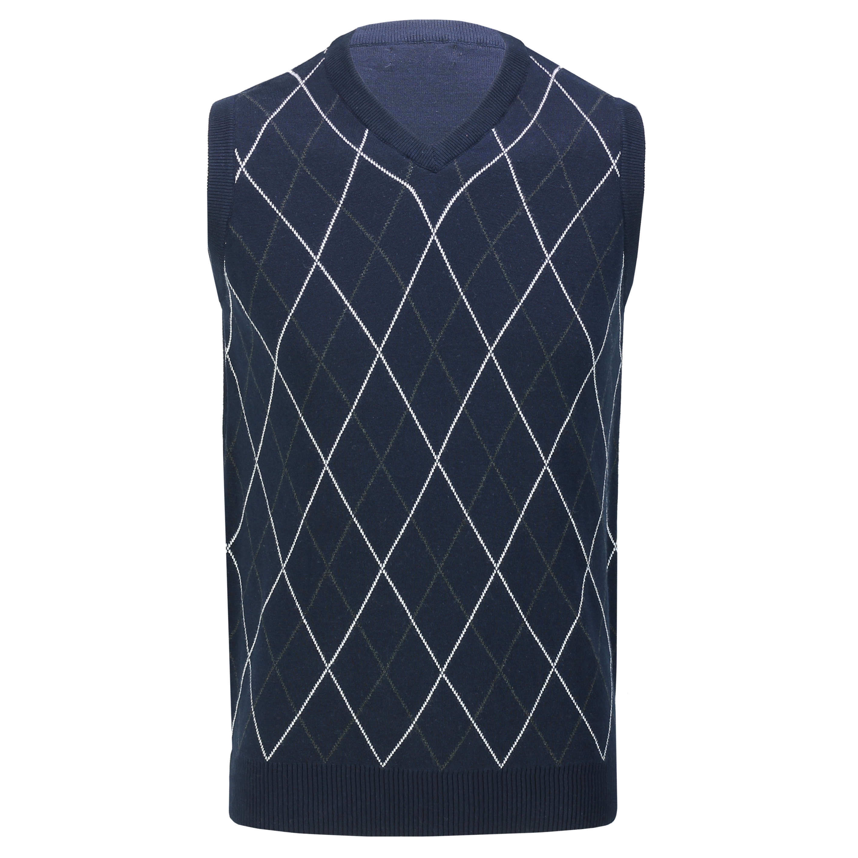 Sleeveless Argyle Golf V Neck Navy Jumper Vest