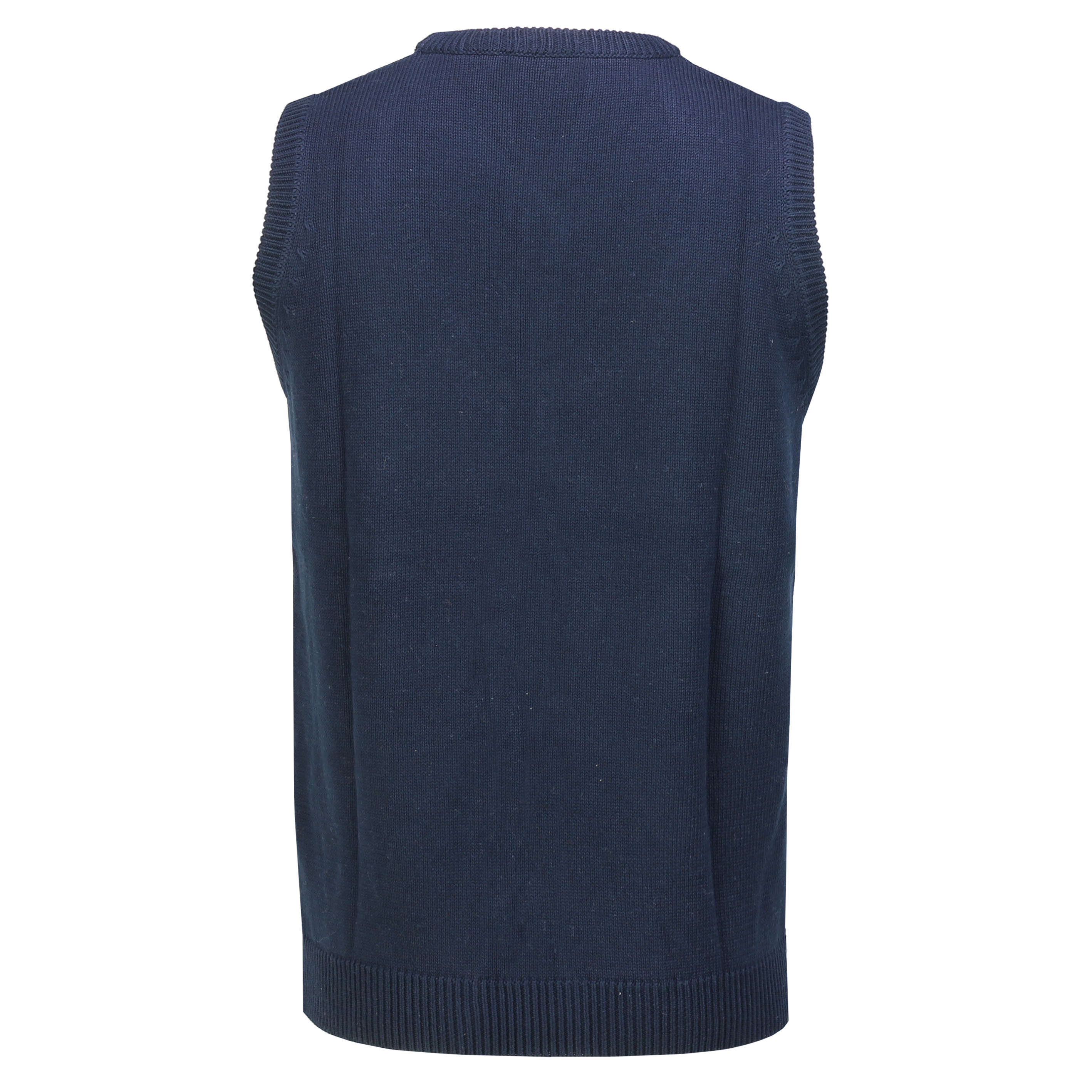 Classic Sleeveless V Neck Navy Jumper Cable Knitted