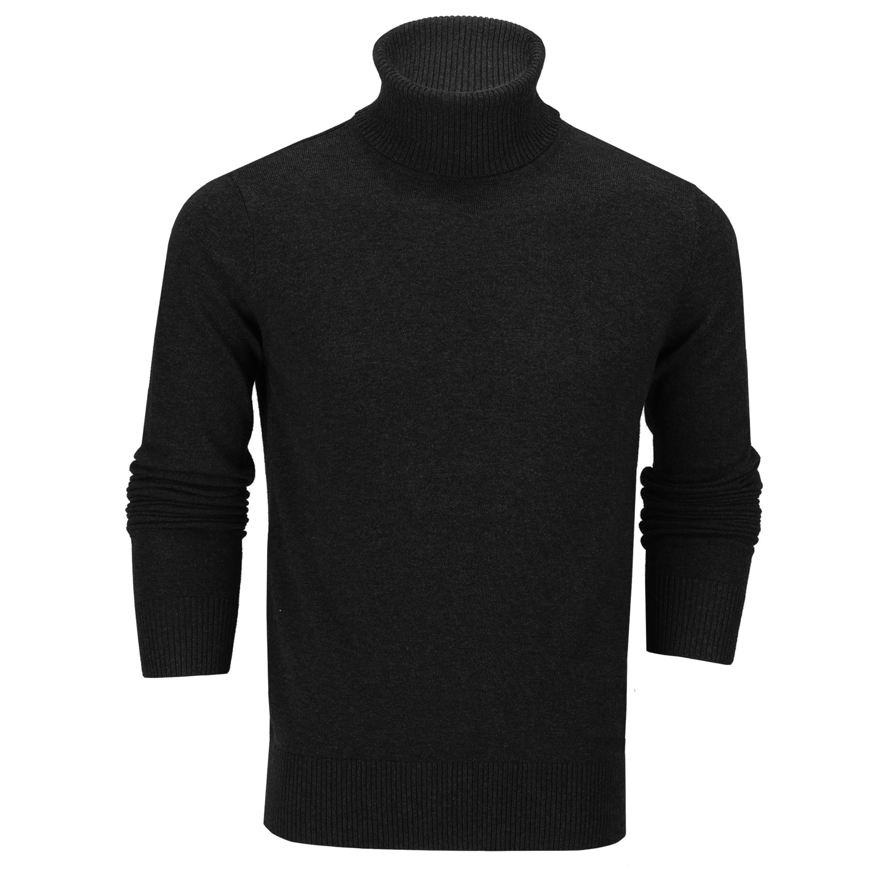 ROLL NECK JUMPER LIGHTWEIGHT STRETCH COTTON, BLACK