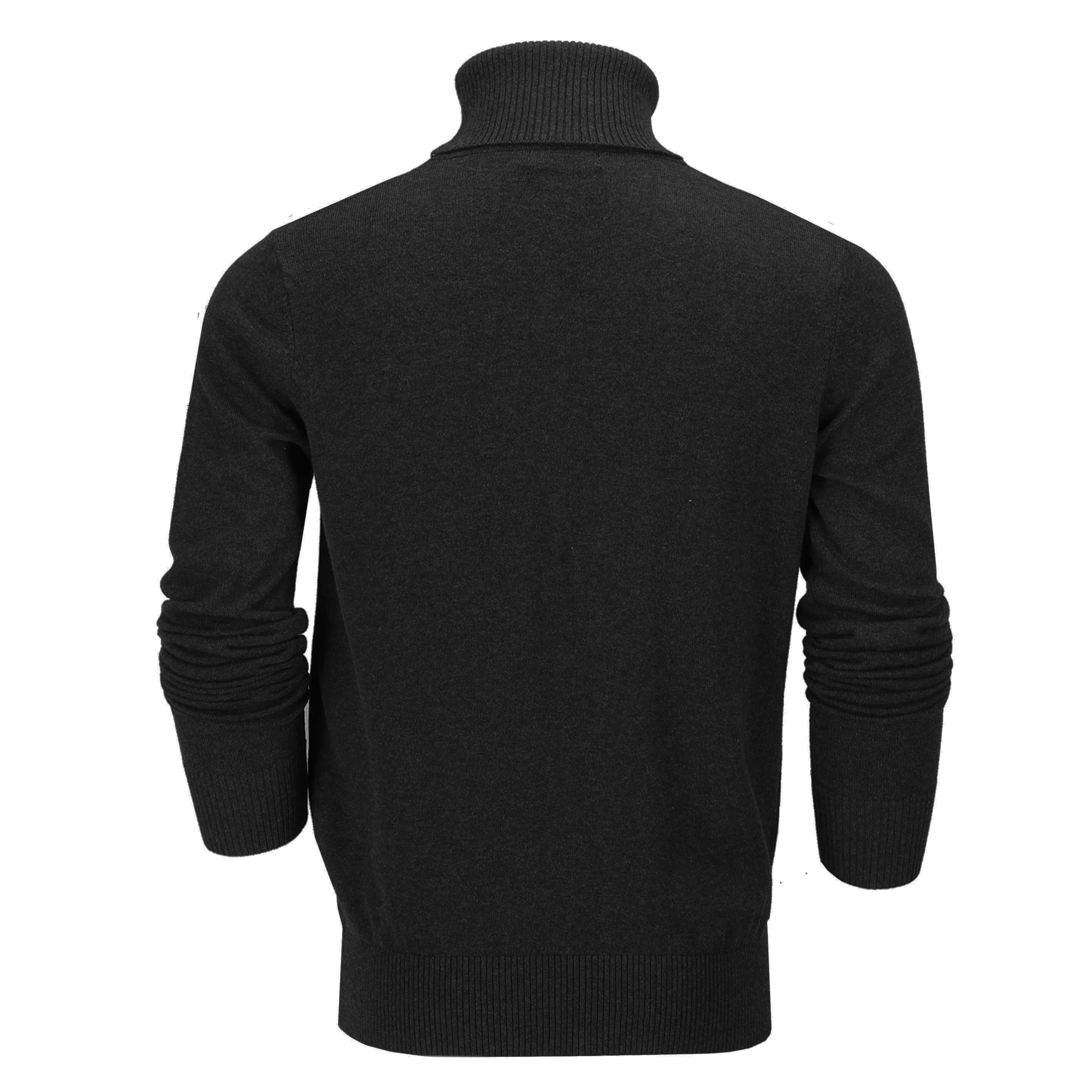 ROLL NECK JUMPER LIGHTWEIGHT STRETCH COTTON, BLACK