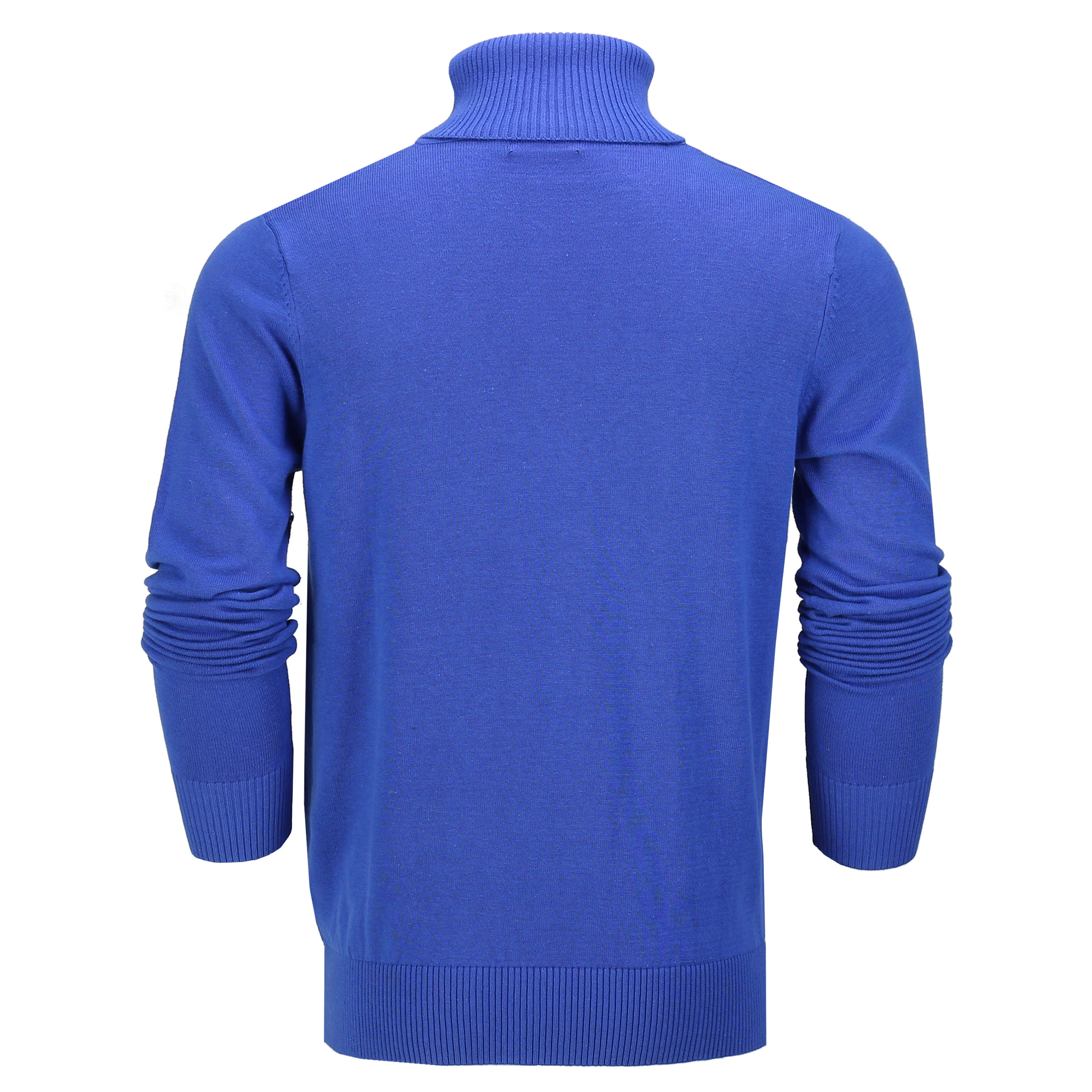Mens Roll Neck Royal Blue Jumper Soft Cotton Fine Knitted