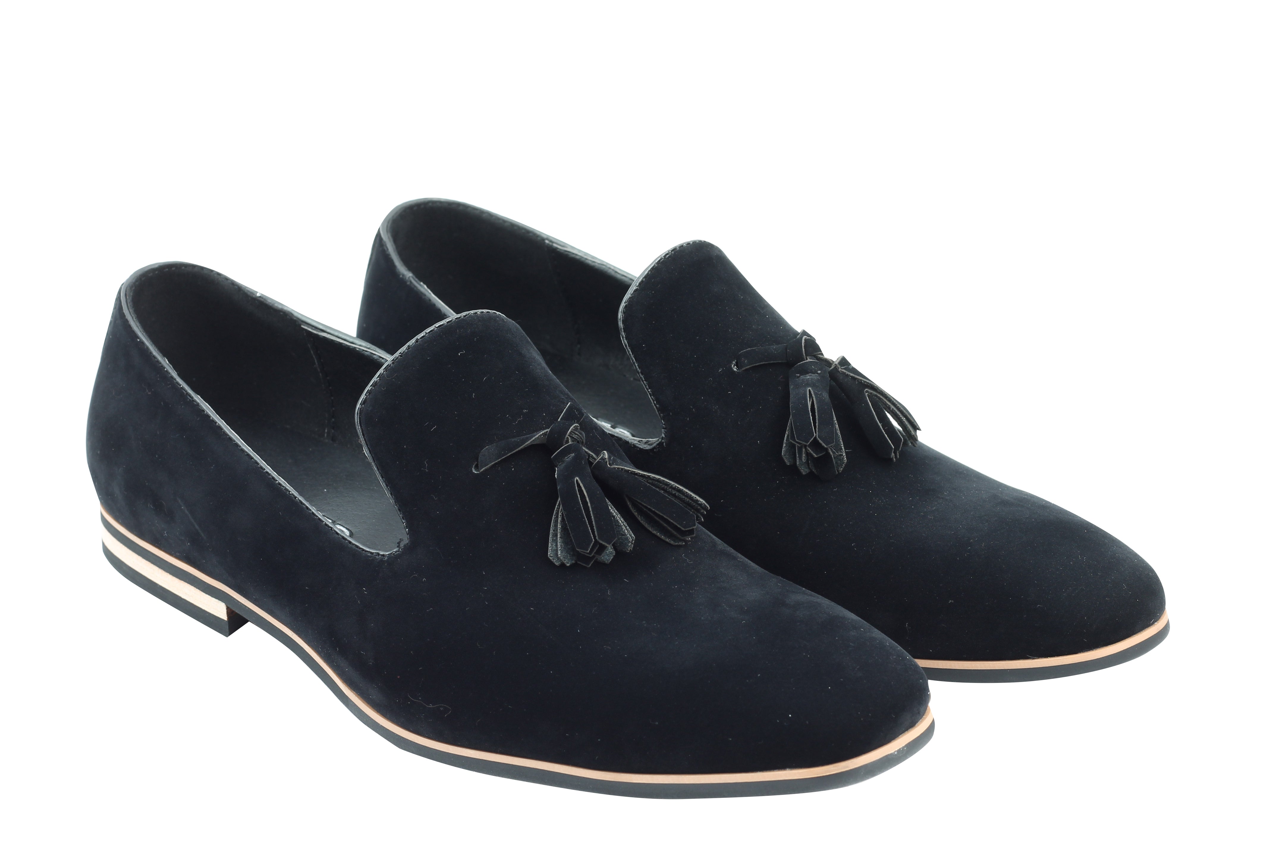 Faux Leather Tassel Design Black Loafers
