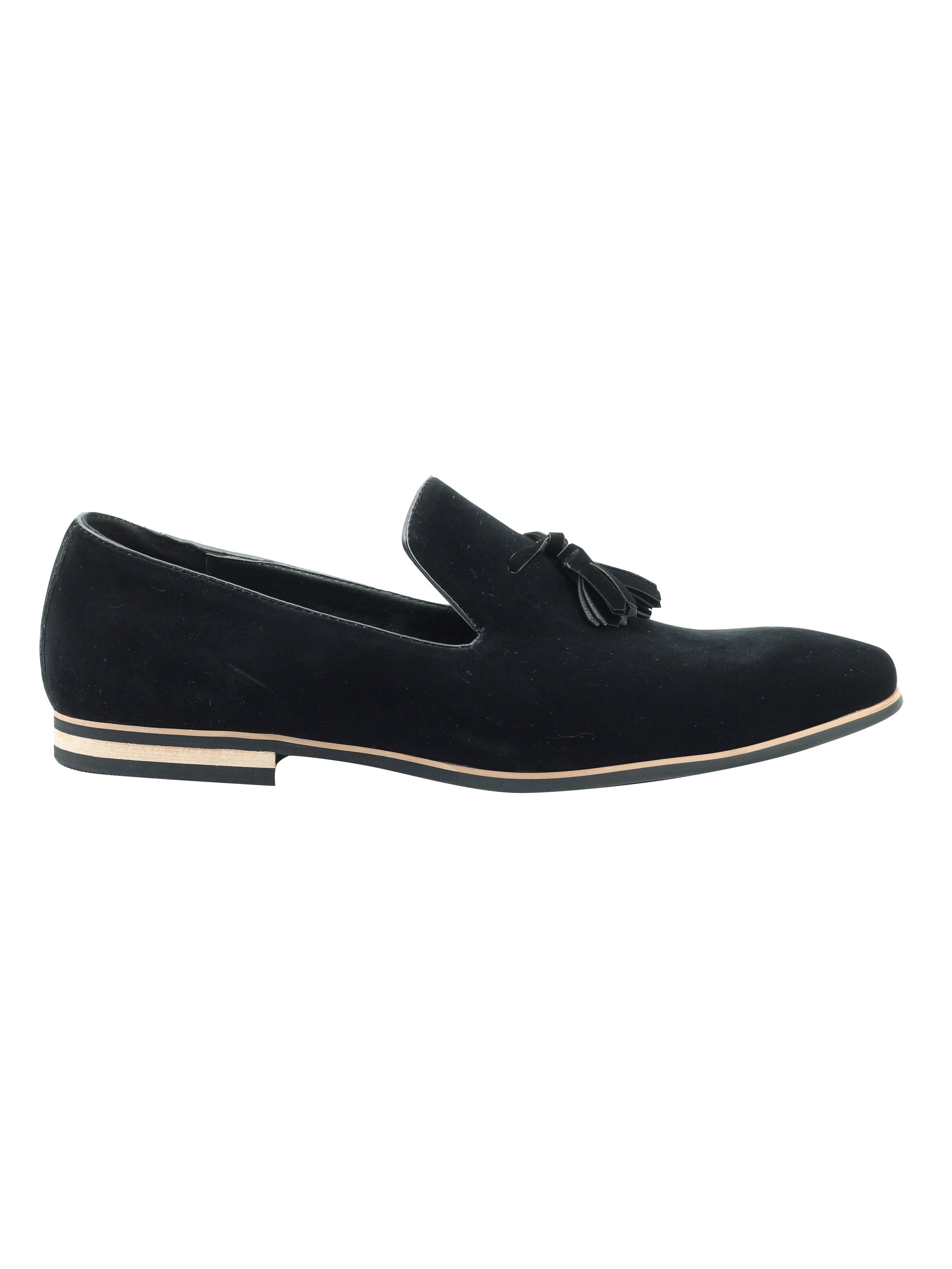 Faux Leather Tassel Design Black Loafers