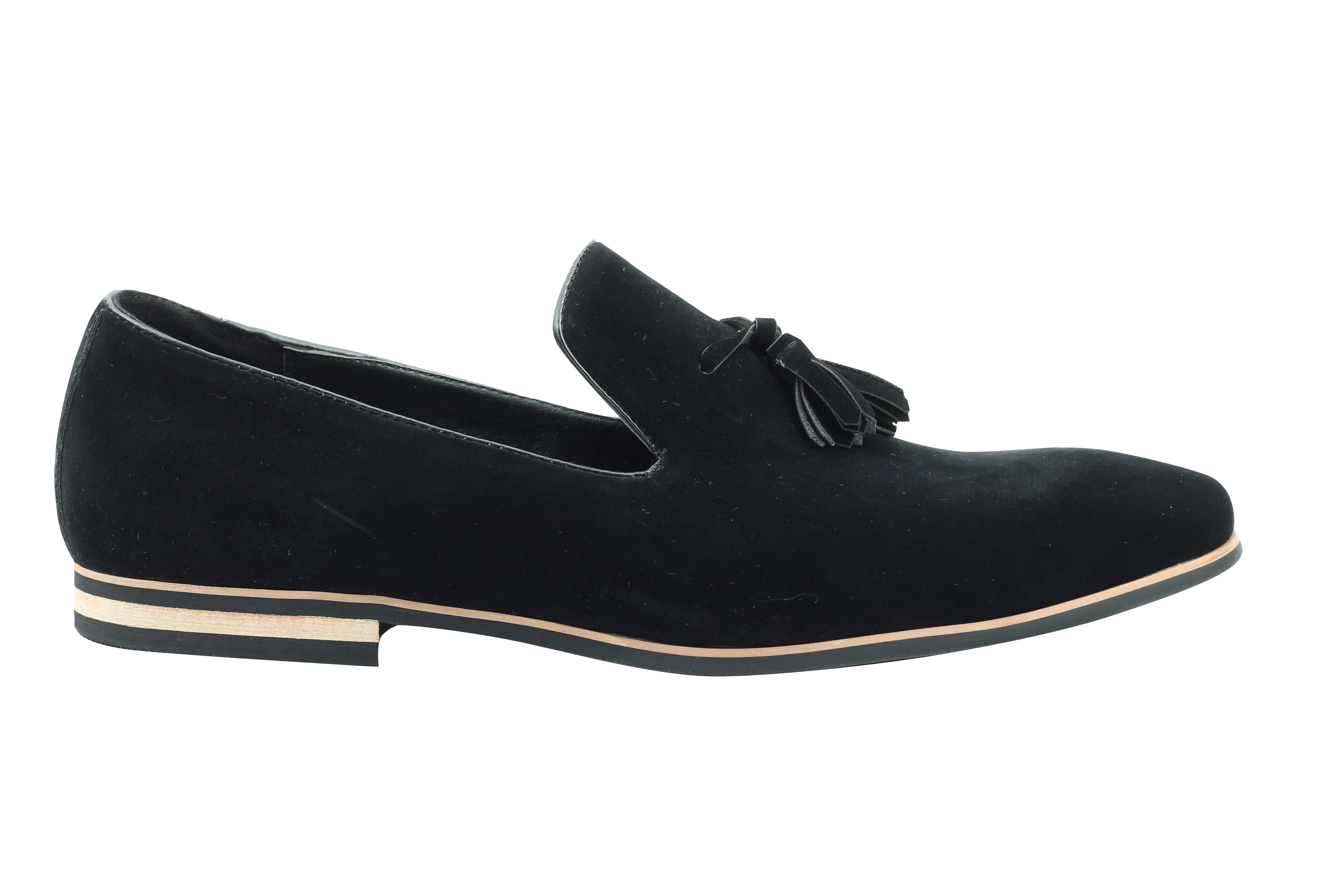 Faux Leather Tassel Design Black Loafers