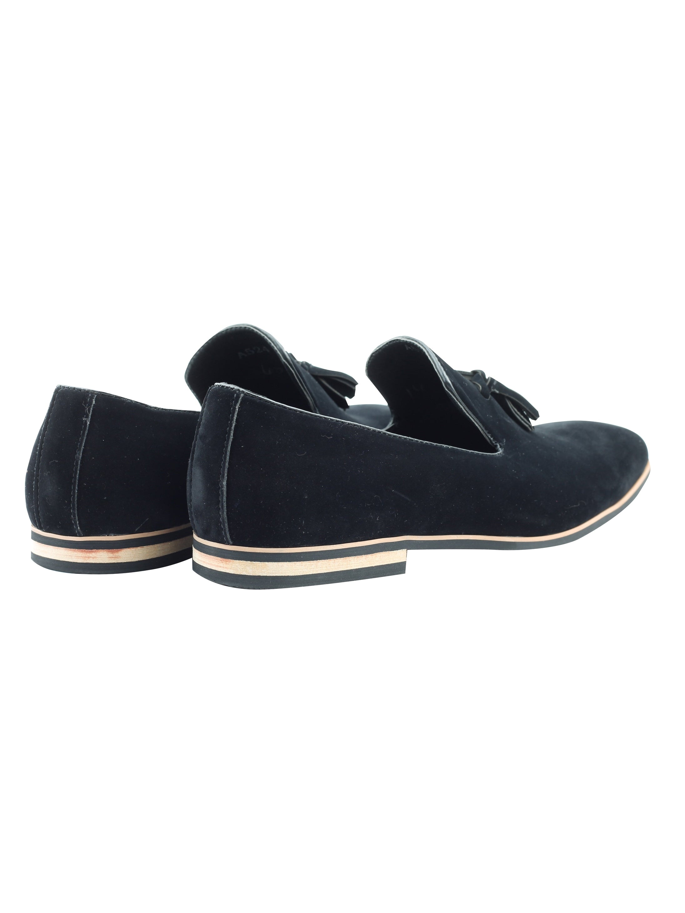 Faux Leather Tassel Design Black Loafers