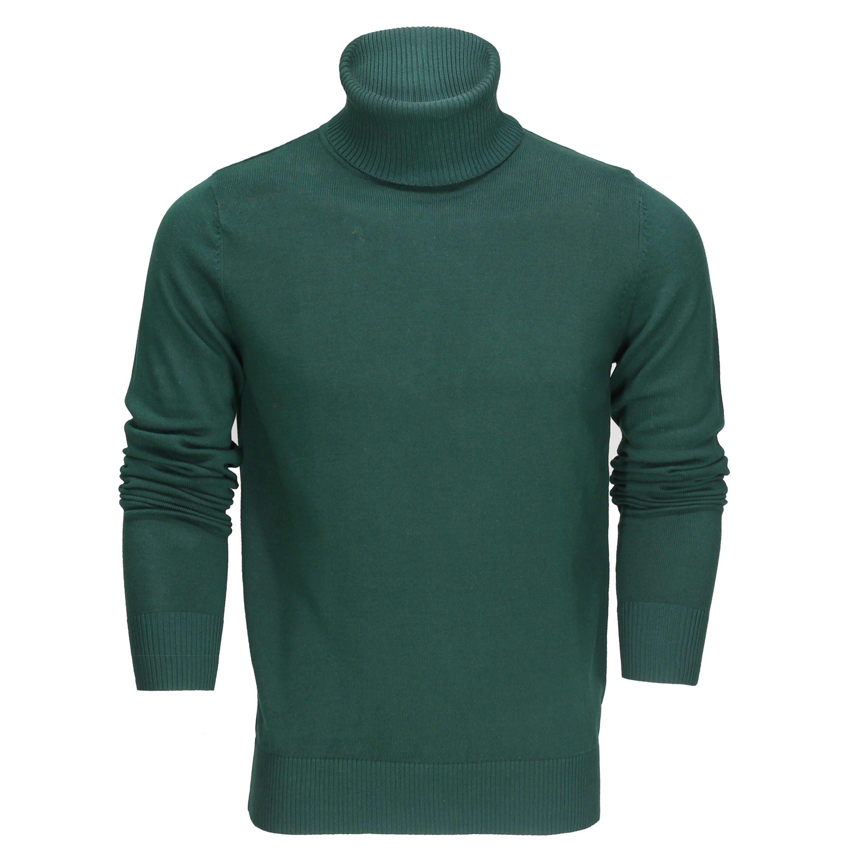 Roll Neck Jumper Lightweight Stretch Cotton Green