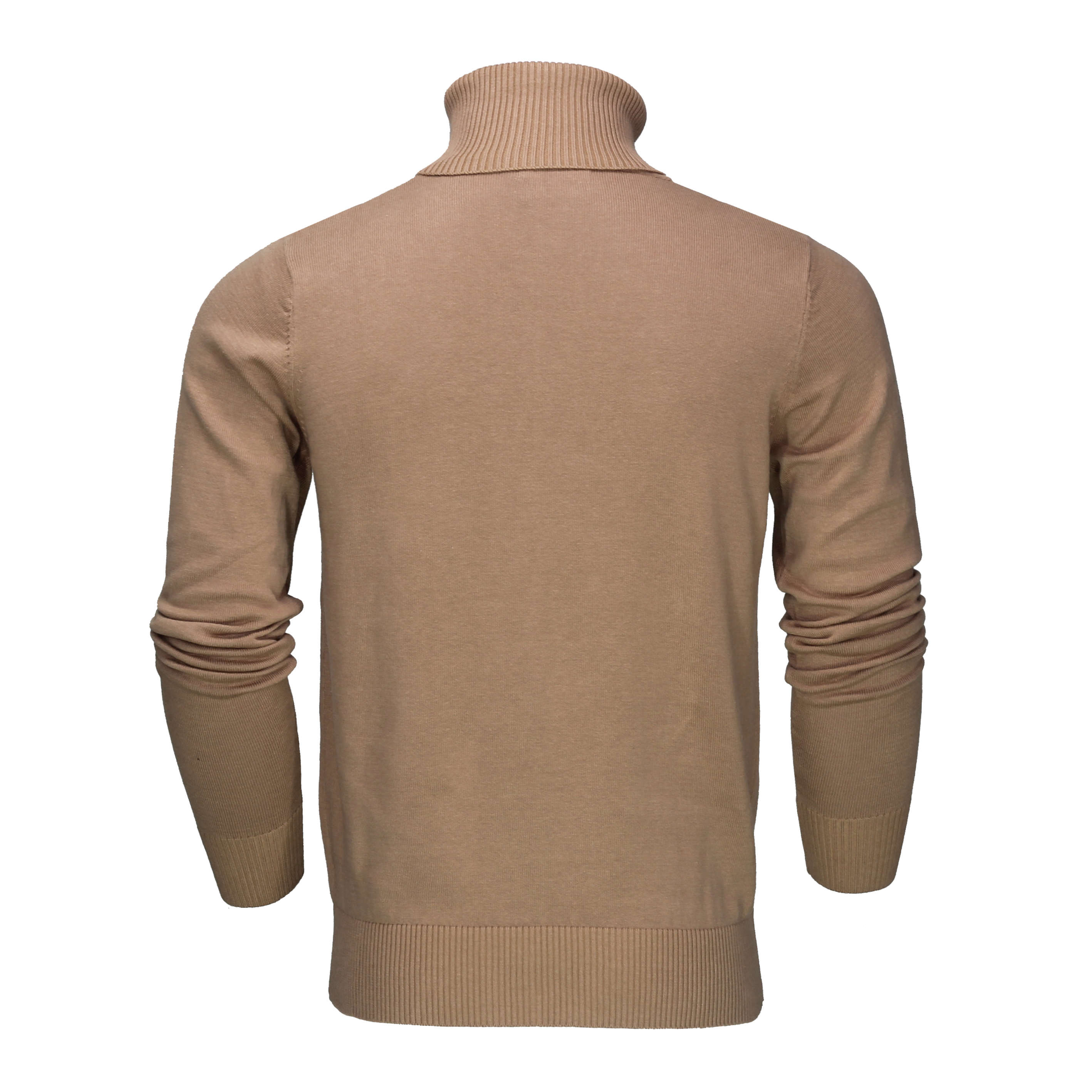 Roll Neck Jumper Lightweight Stretch Cotton Camel