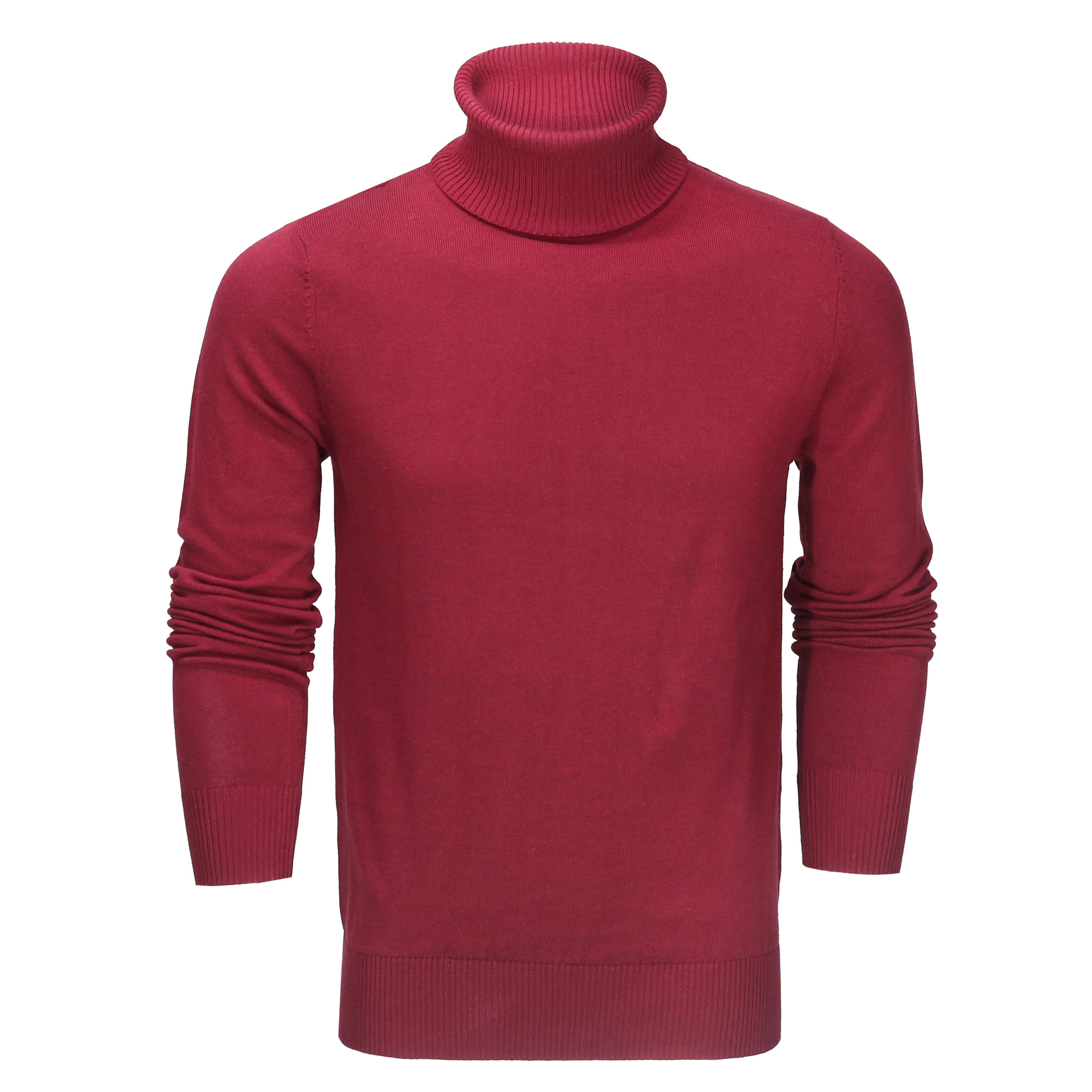 Roll Neck Jumper Lightweight Stretch Cotton Maroon