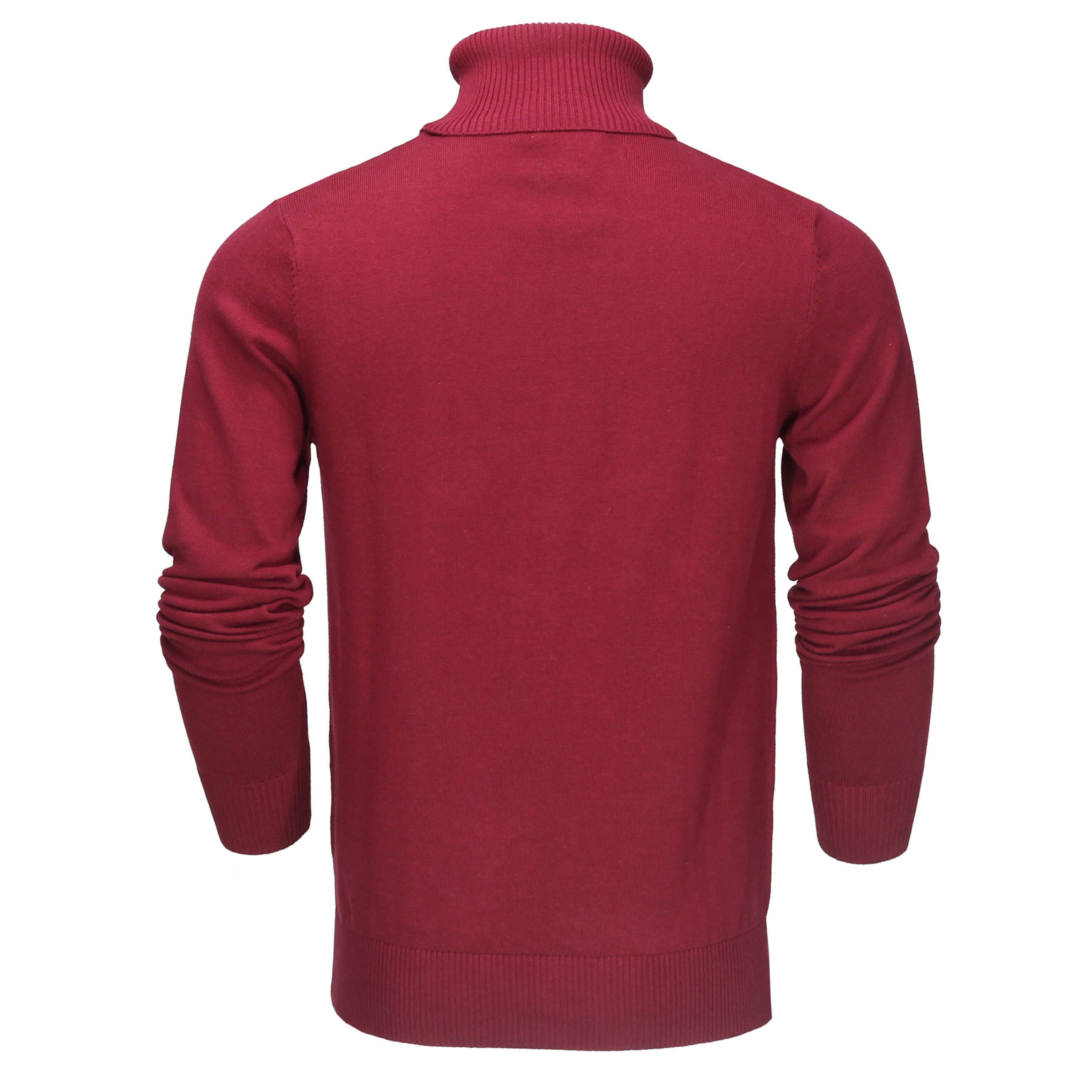 Roll Neck Jumper Lightweight Stretch Cotton Maroon