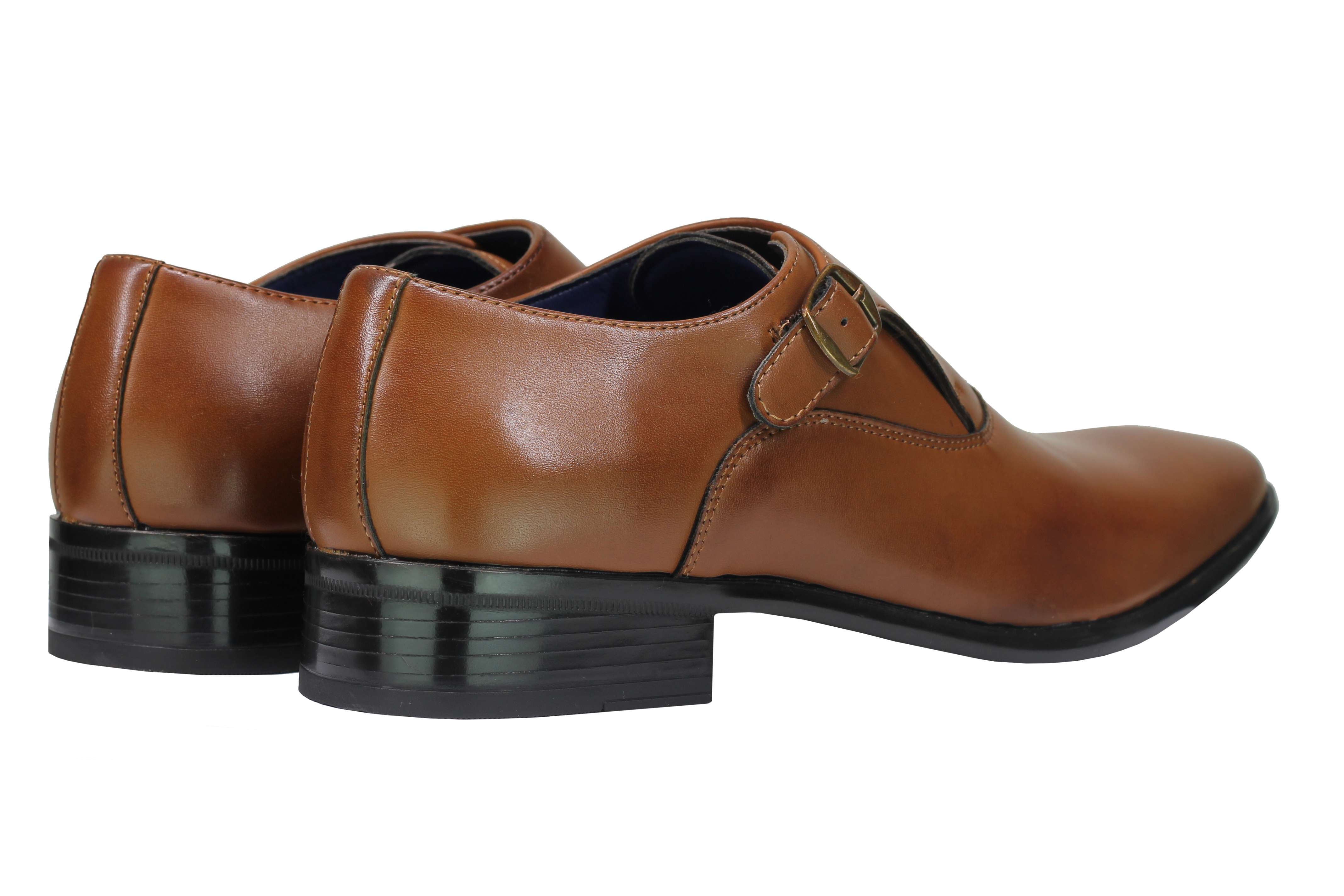 Faux Leather Monk Strap Buckle Shoes