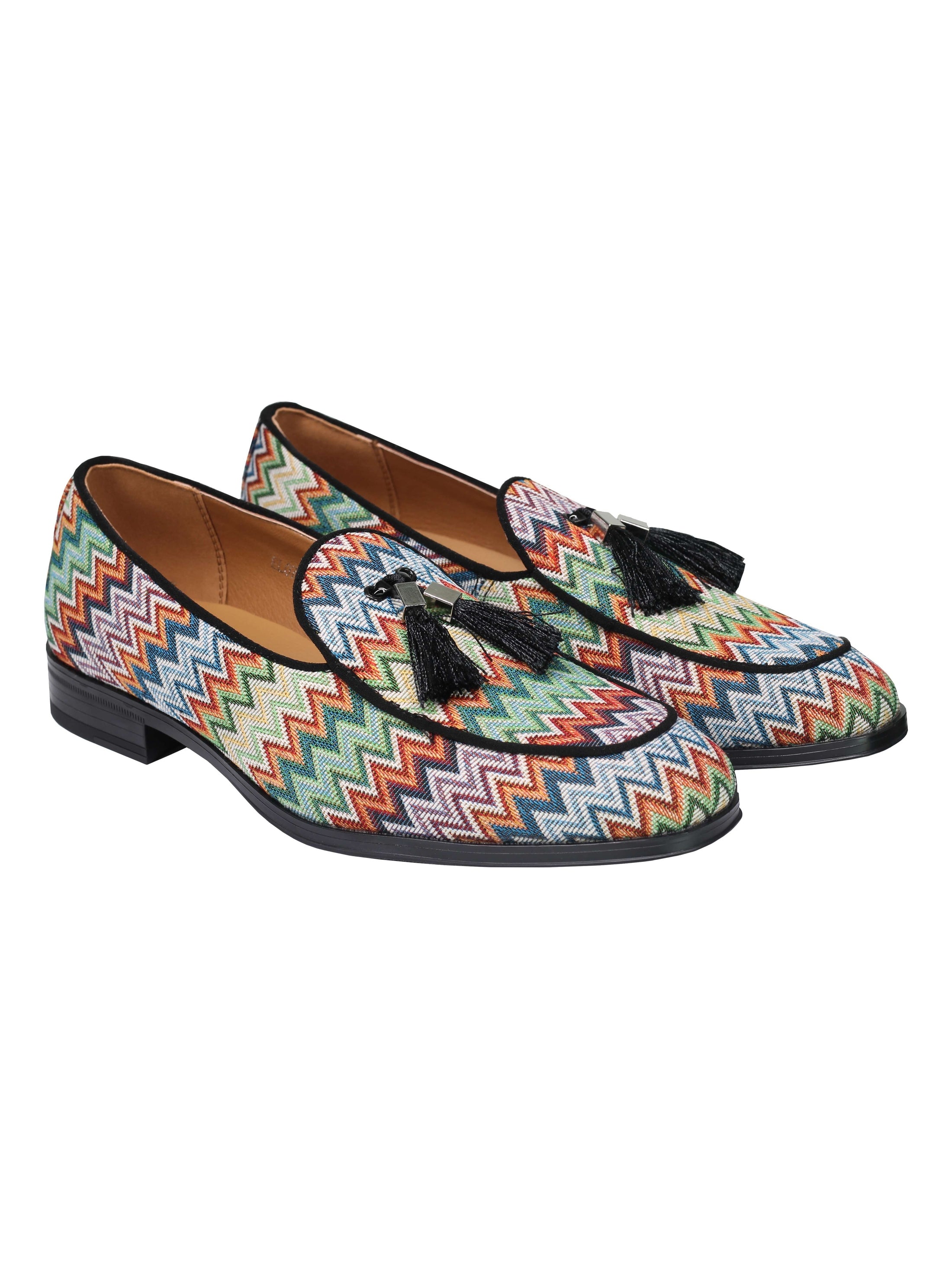 Colourful Print Tassel Loafers