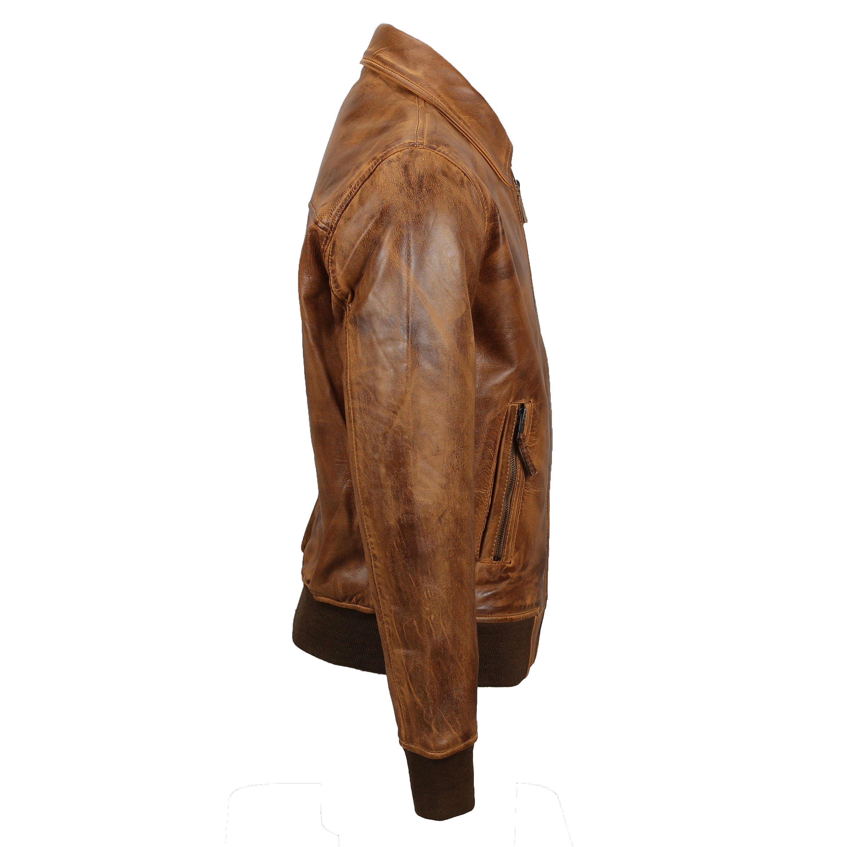VESTE BIKIER COL BOMBER TAN