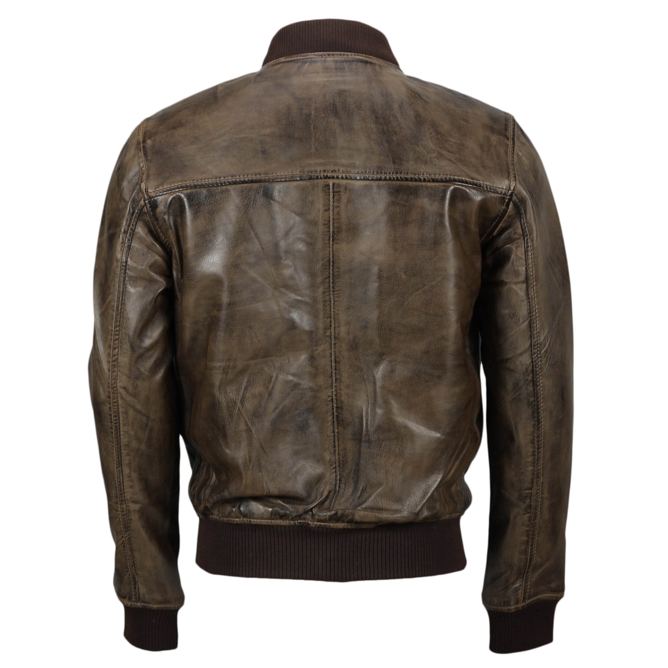 VESTE BOMBER SANS COL MARRON