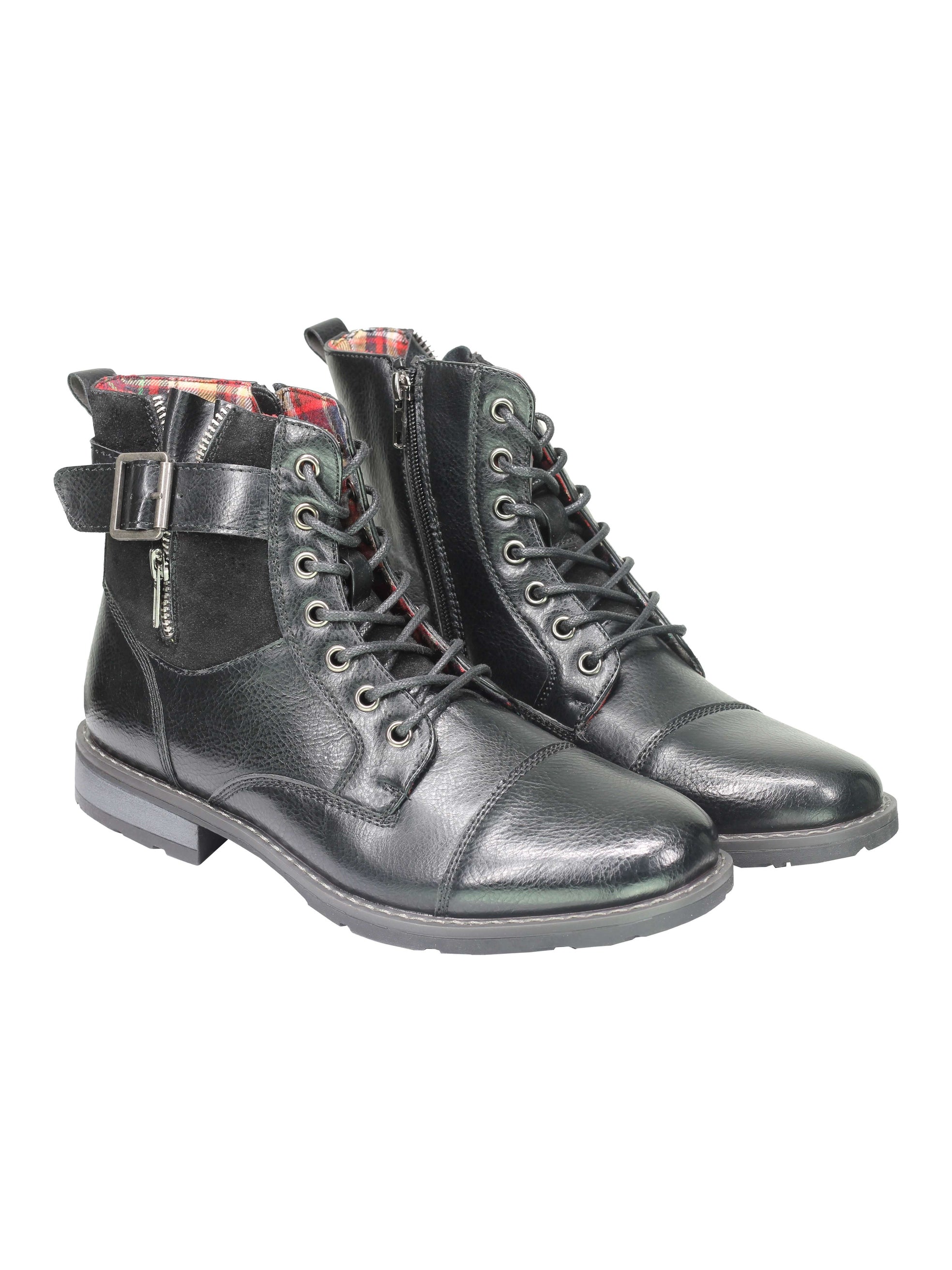 Military Combat Lace Up Boots With Zip
