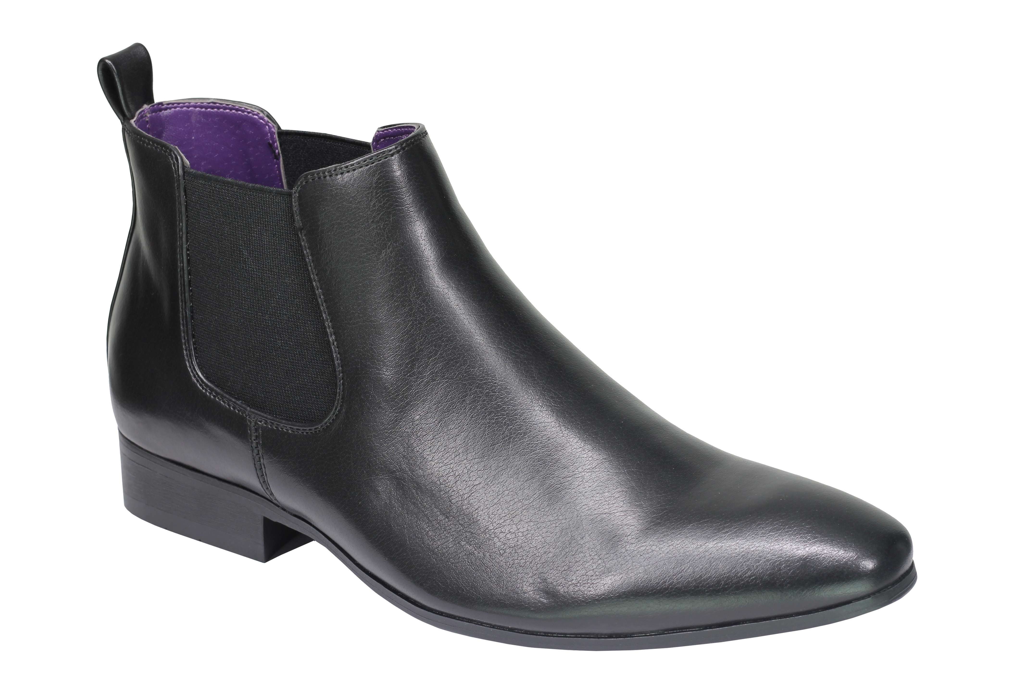 Mens Classic Leather Lined Black Chelsea Boots Formal Pointed Toe Dealer Shoes