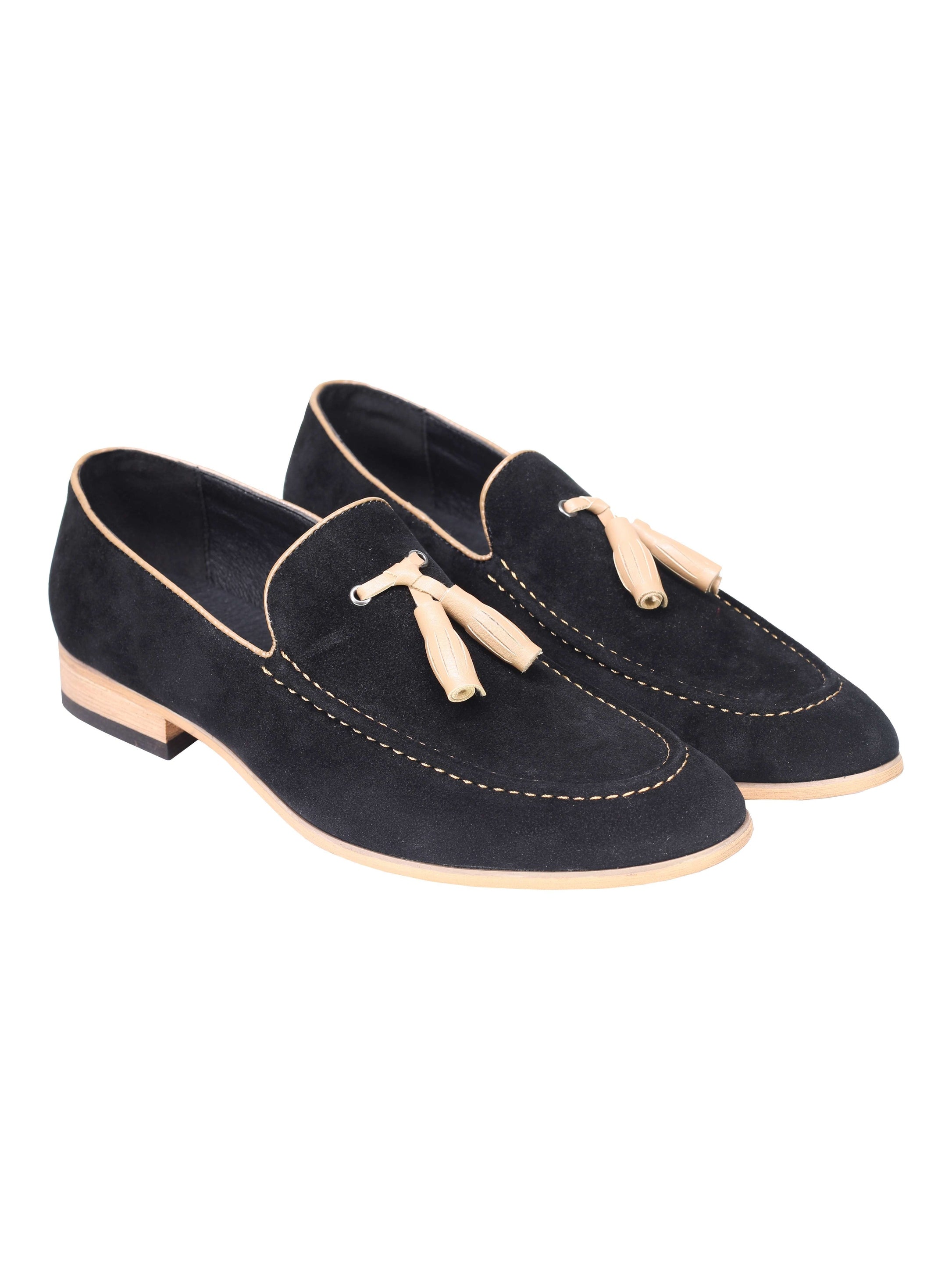 Suede Faux Leather Tassel Loafers