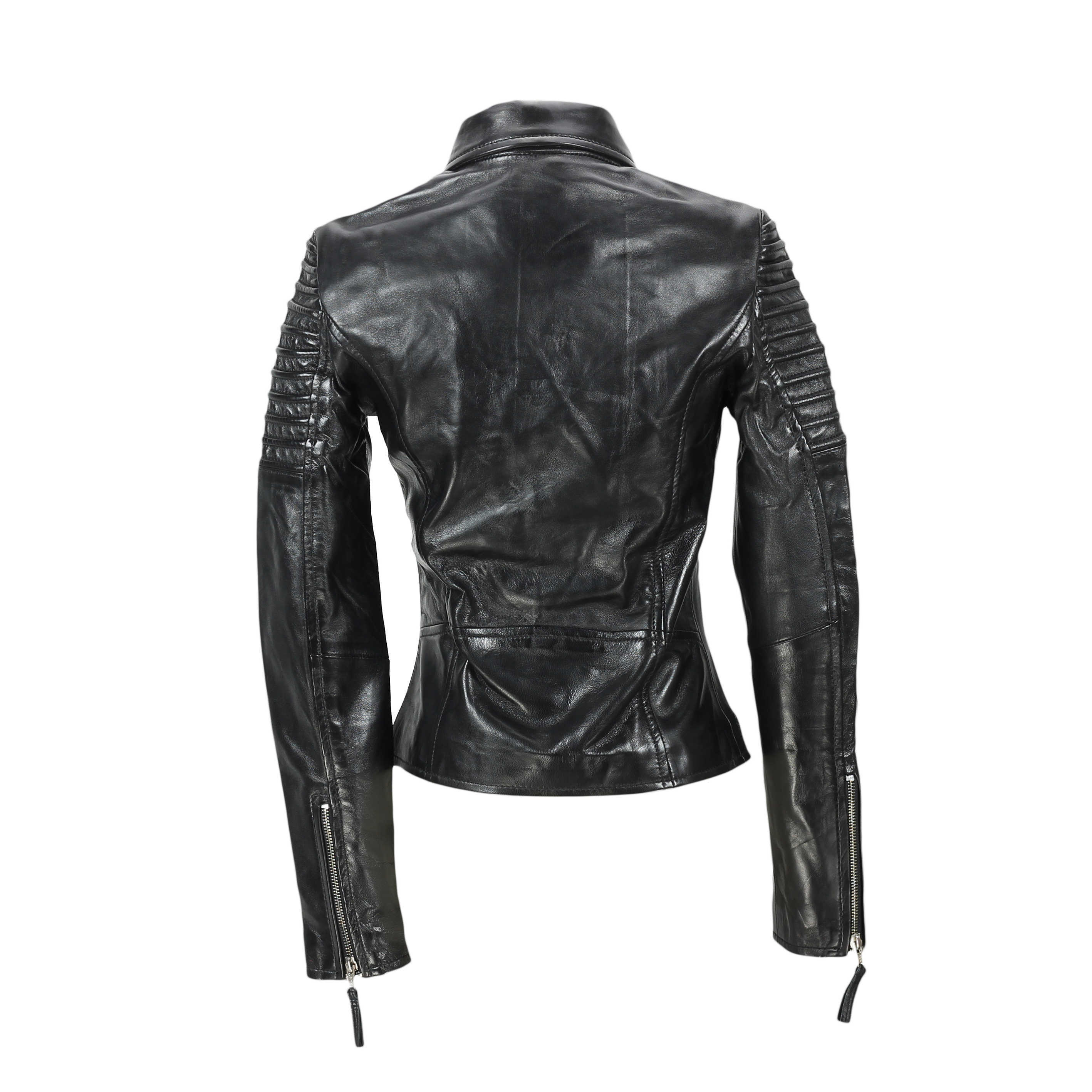 Ladies Retro Biker Jacket Black