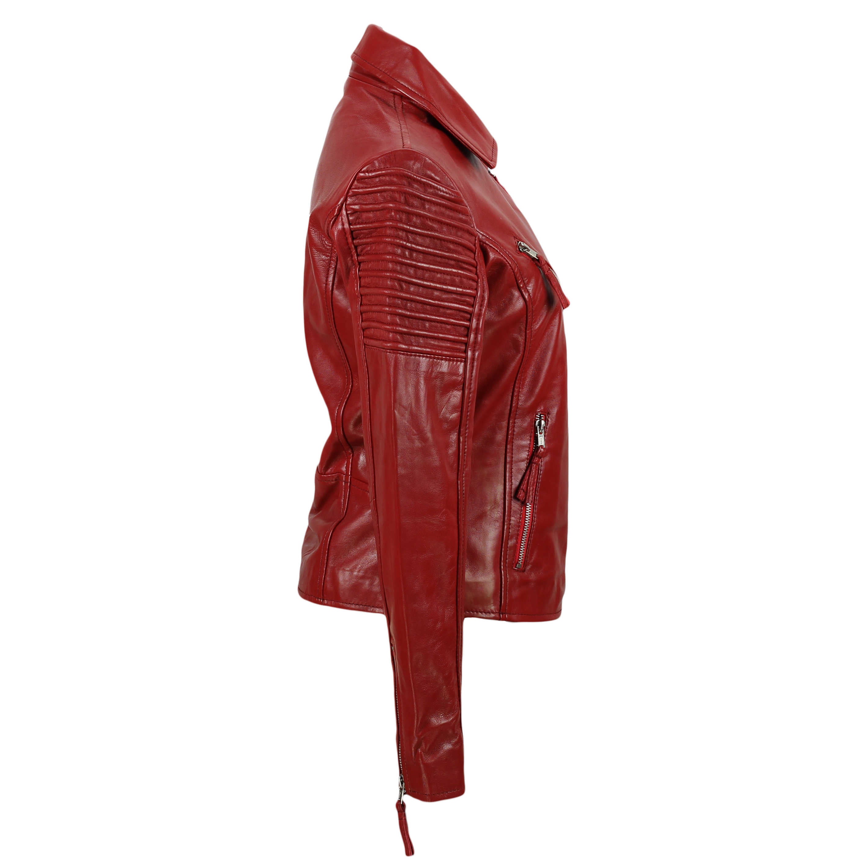 Ladies Retro Biker Jacket Red