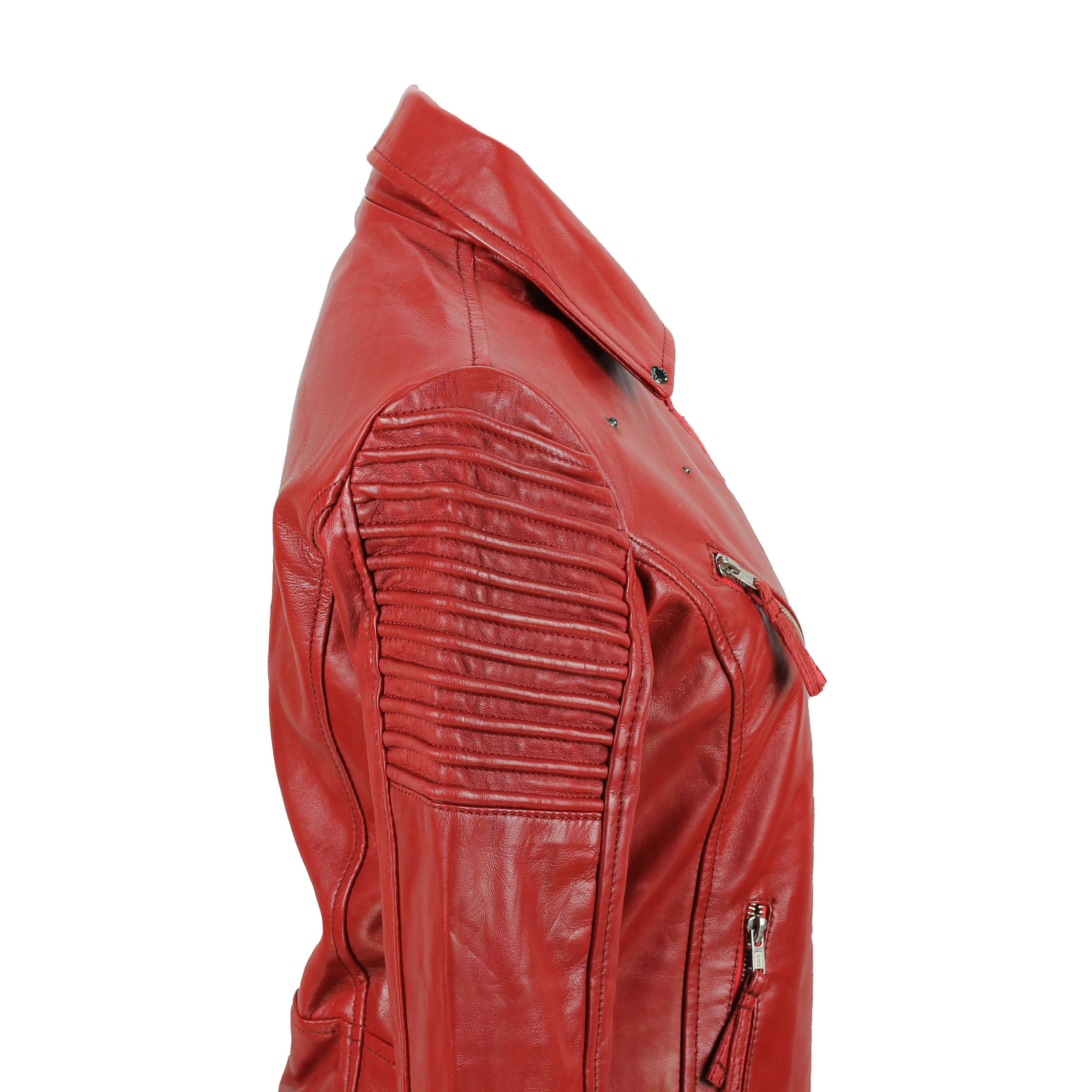 Ladies Retro Biker Jacket Red