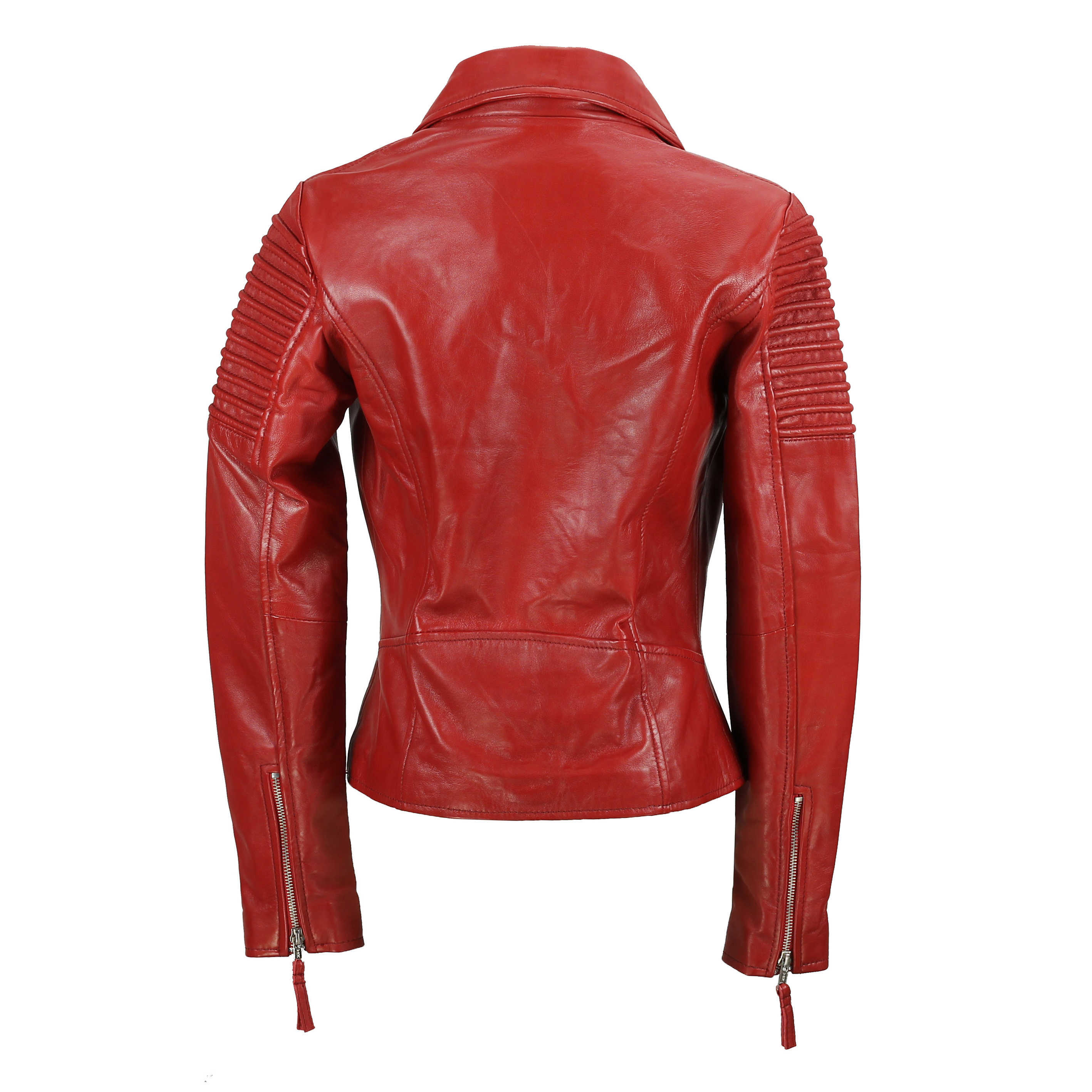 Ladies Retro Biker Jacket Red