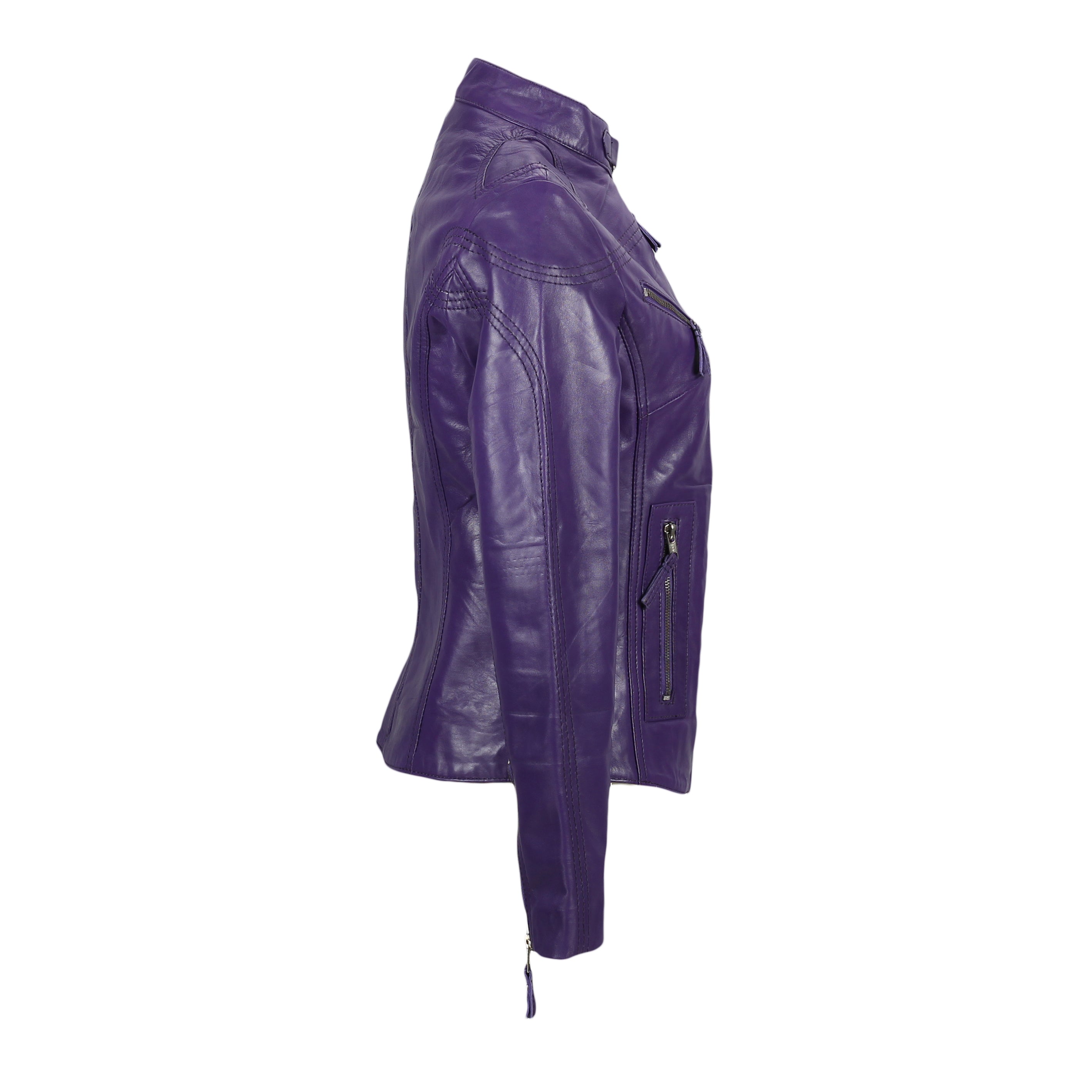 Retro Leather Biker Jacket Purple