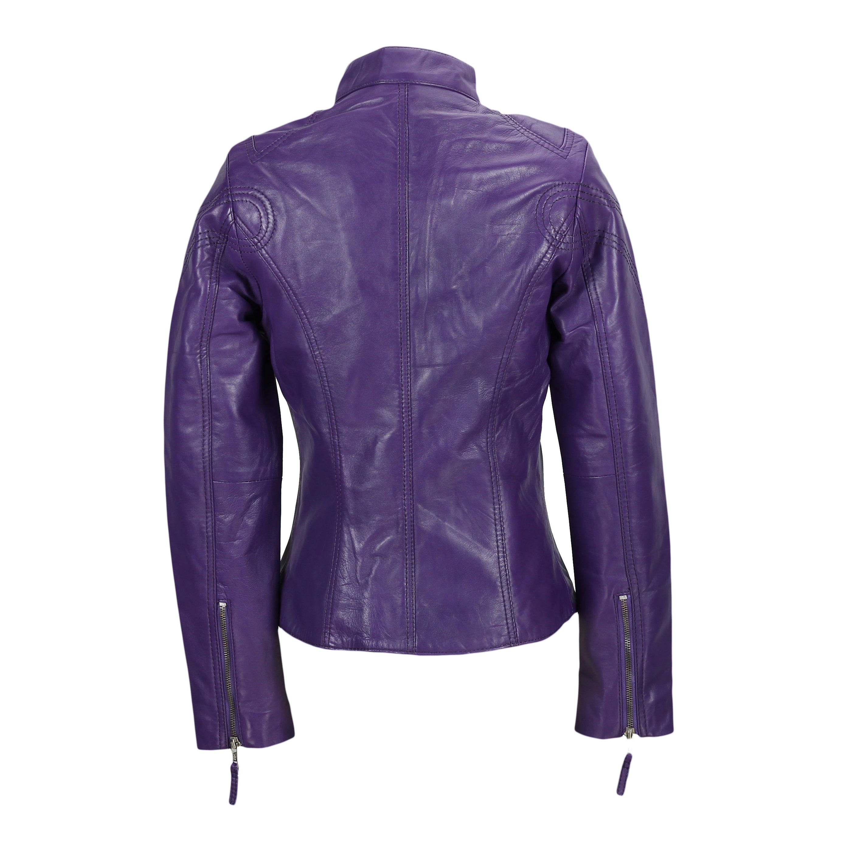 Retro Leather Biker Jacket Purple