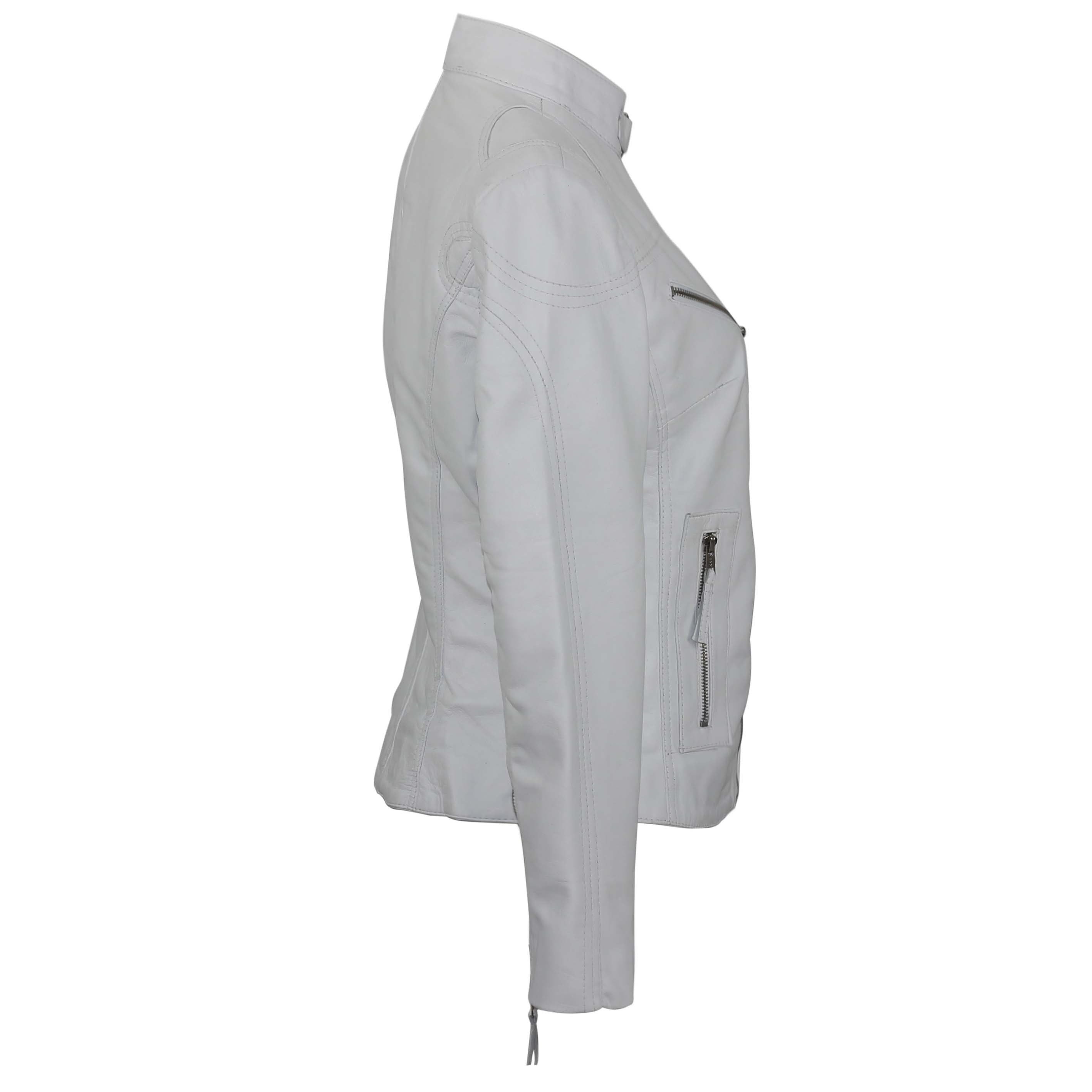 Retro Leather Biker Jacket White