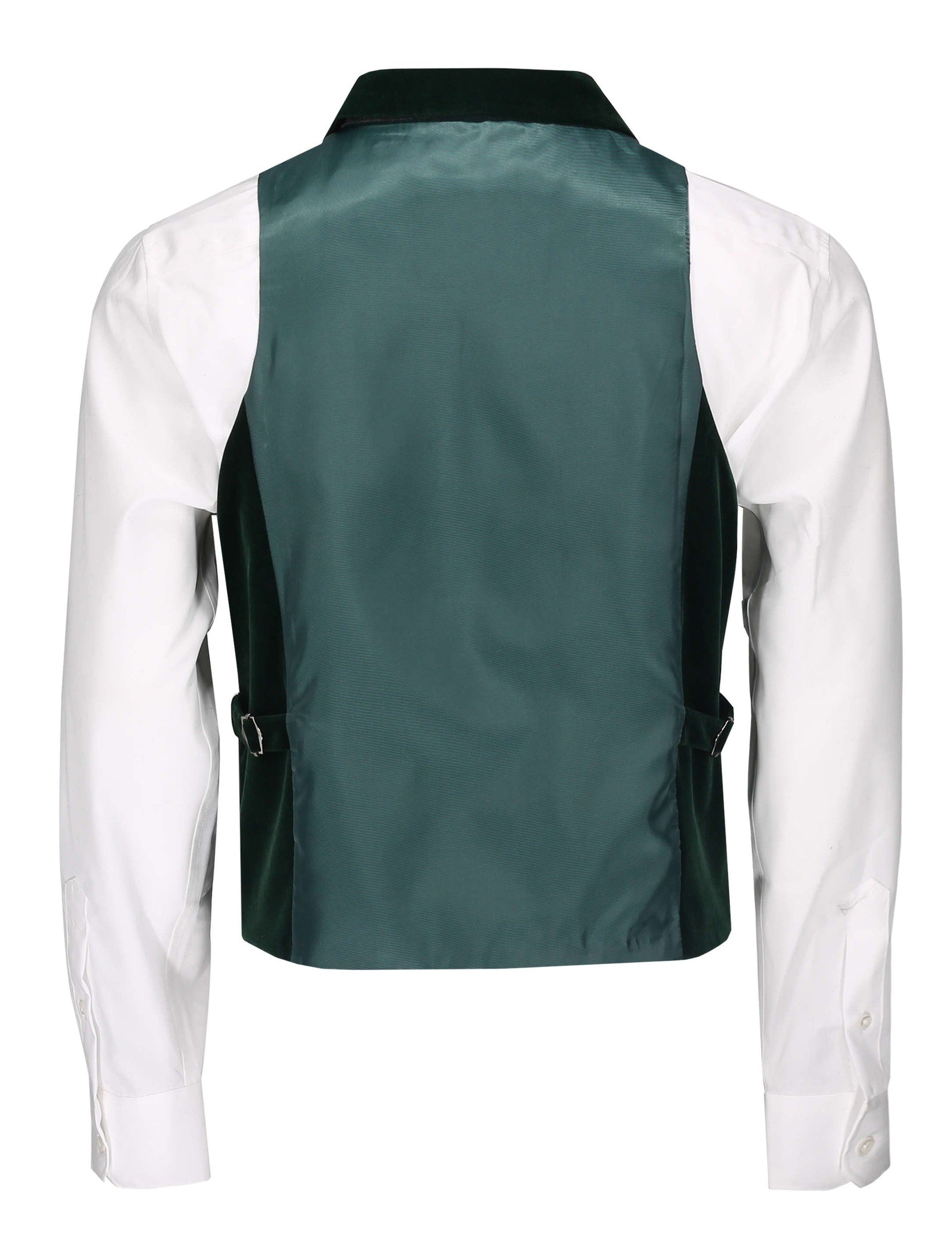 Green Velvet Double Breasted Collar Waistcoat