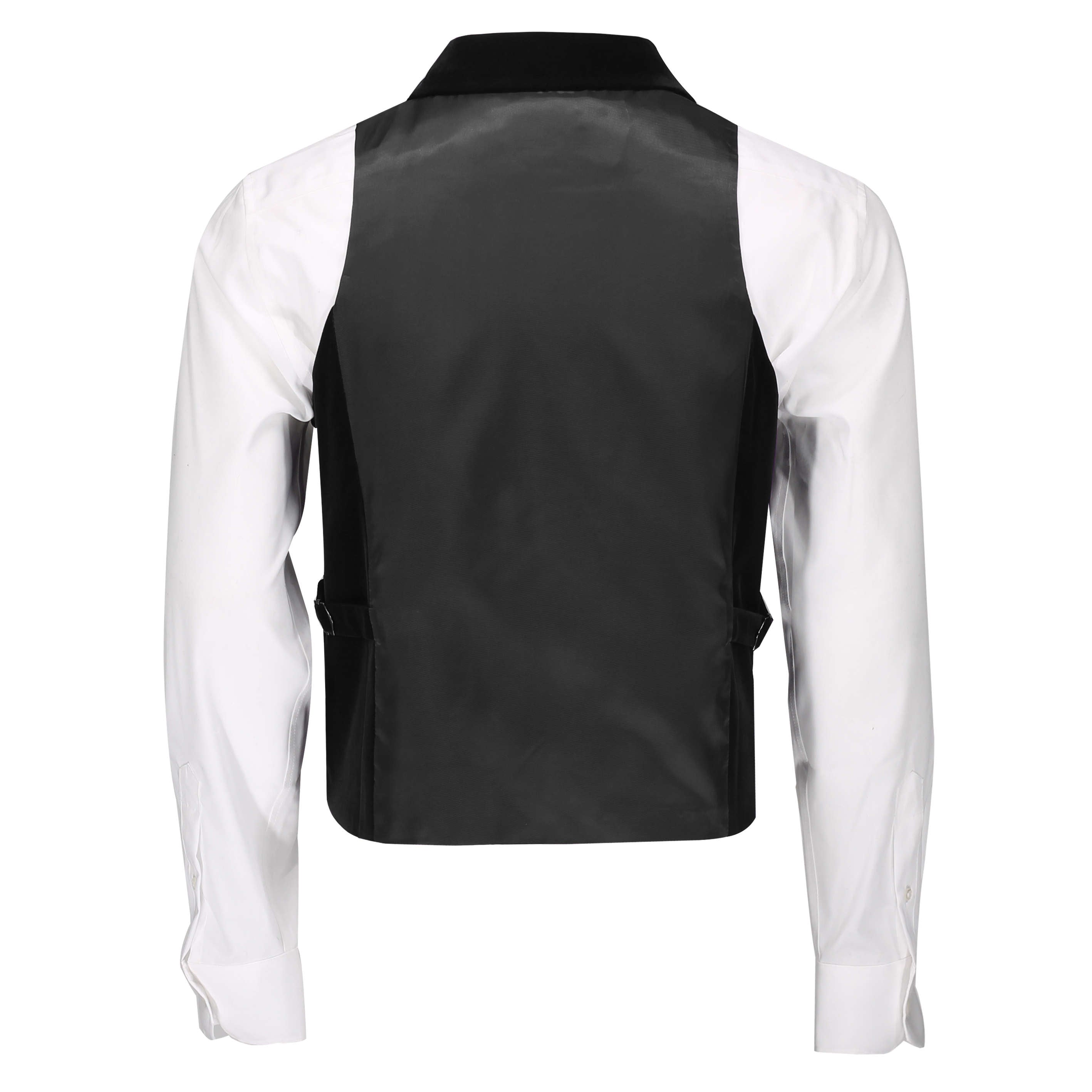 Black Velvet Double Breasted Collar Waistcoat