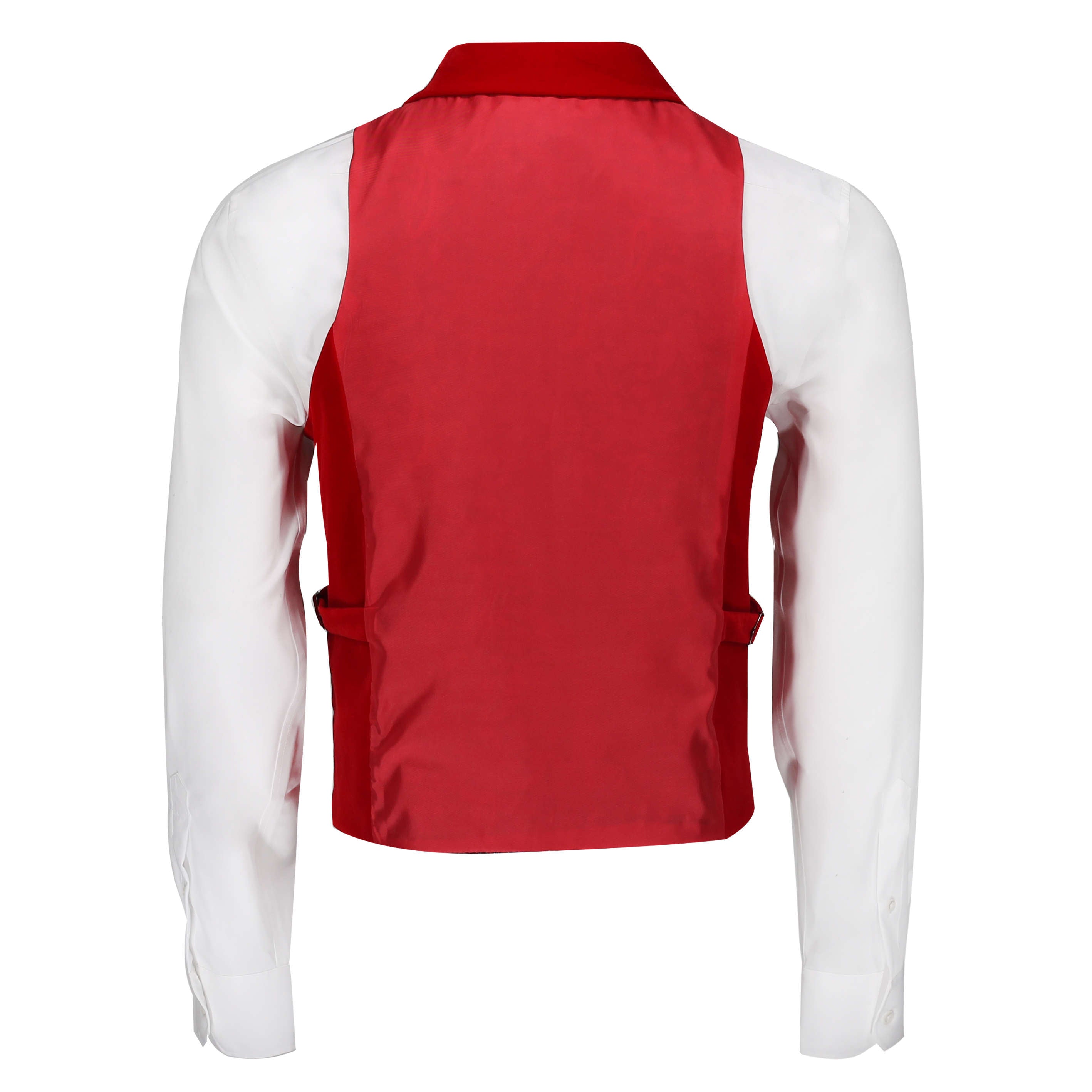 Red Velvet Double Breasted Collar Waistcoat