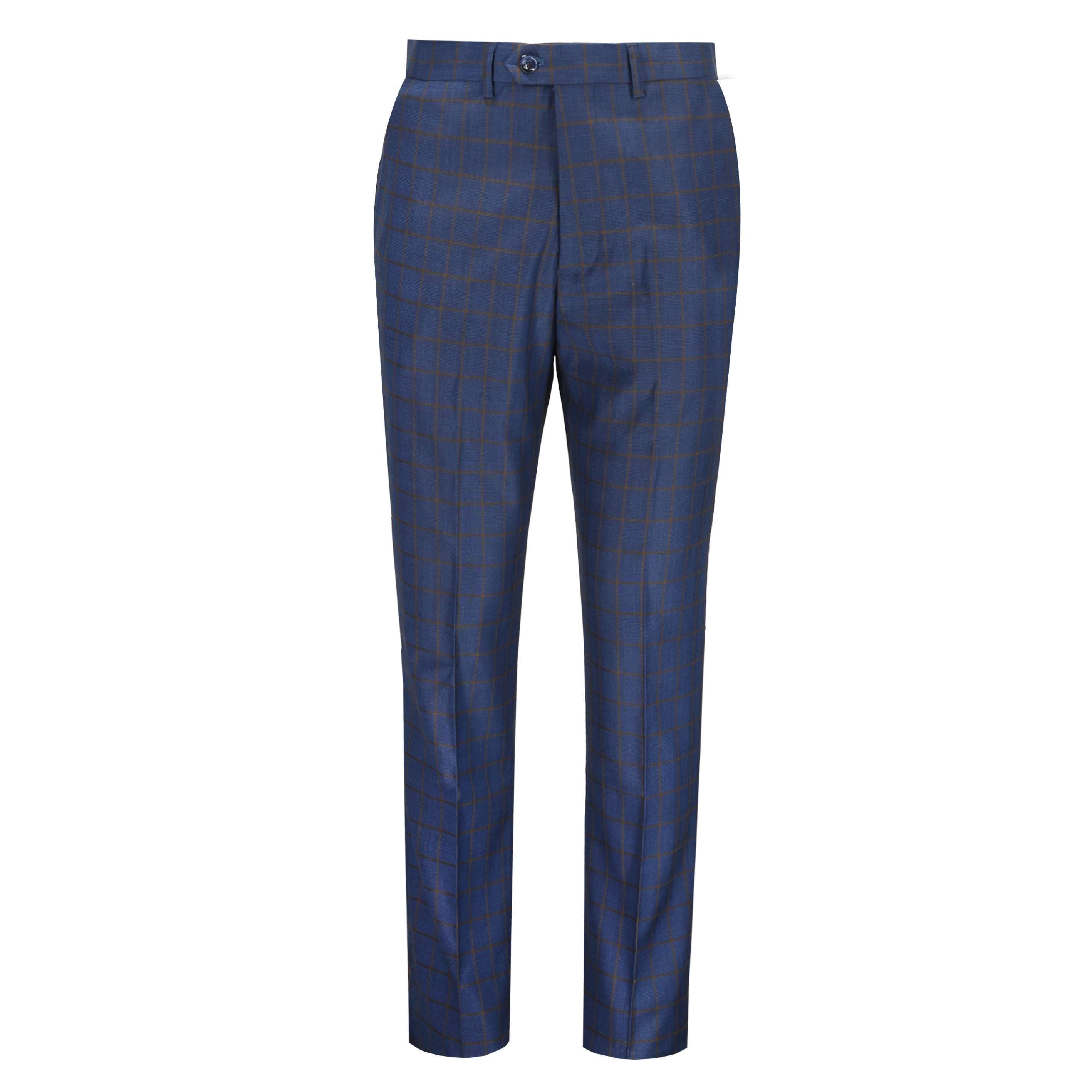 FALCO - BLUE WINDOWPANE CHECK TROUSERS