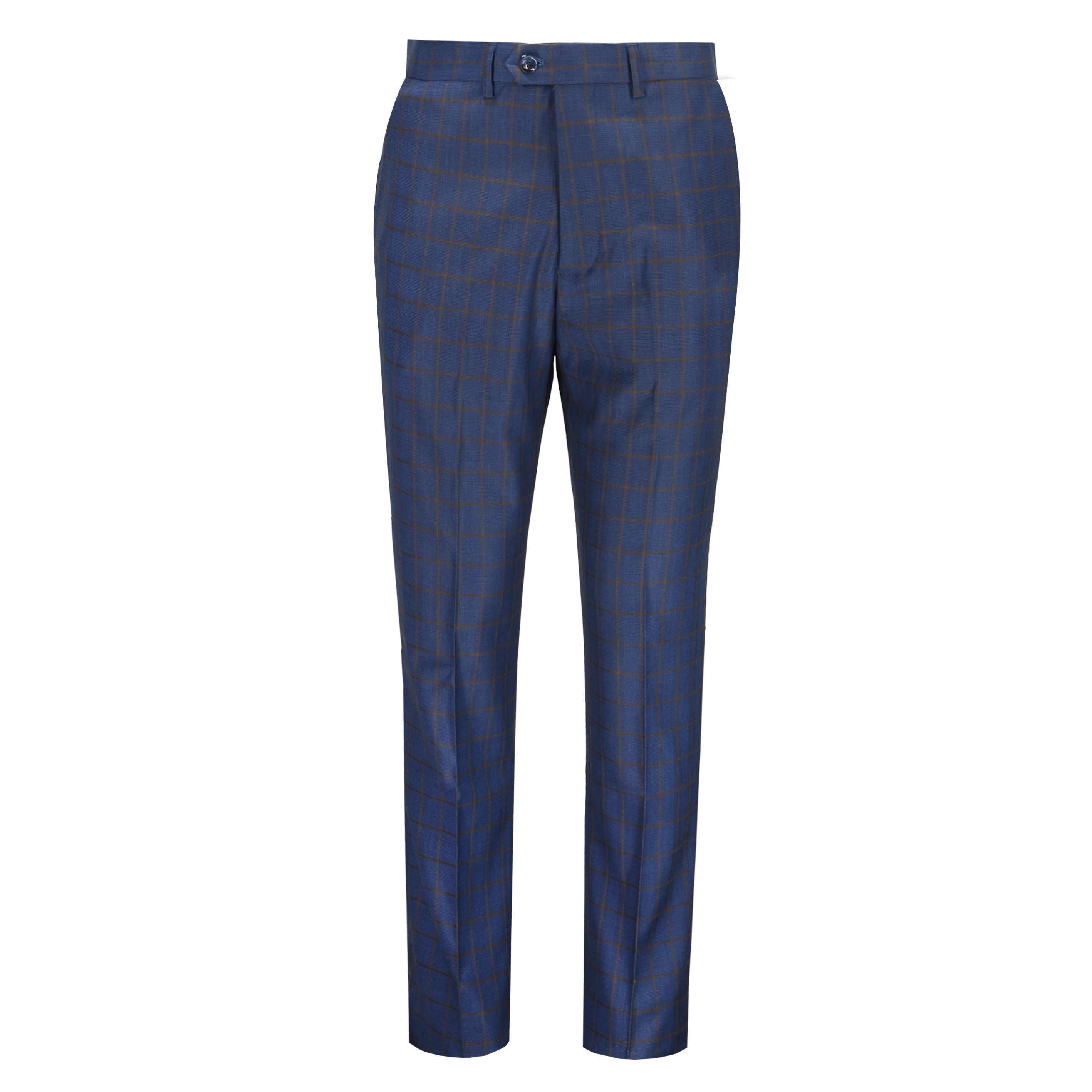 FALCO - BLUE WINDOWPANE CHECK TROUSERS