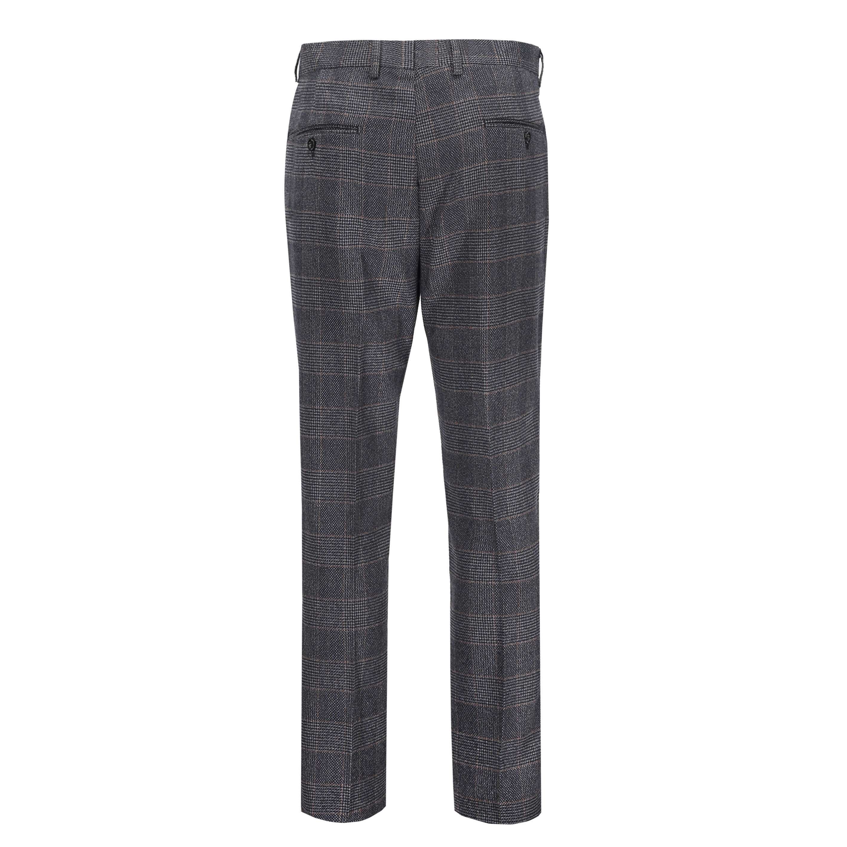 ETHAN-GREY TWEED CHECK TROUSER