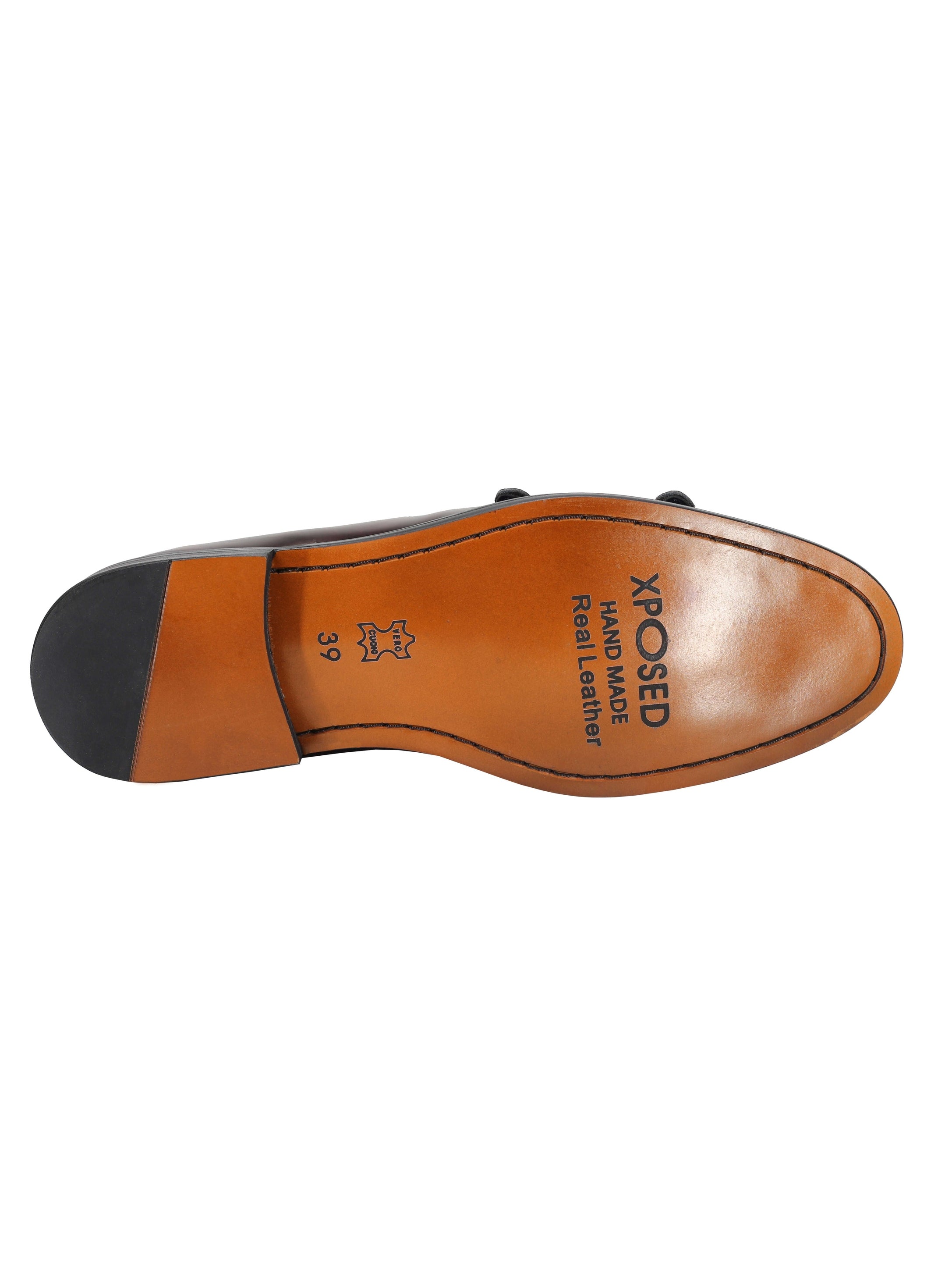 Mocassins à Double Moine pour Homme en Cuir Verni Bordeaux Bordeaux Chaussures à Enfiler