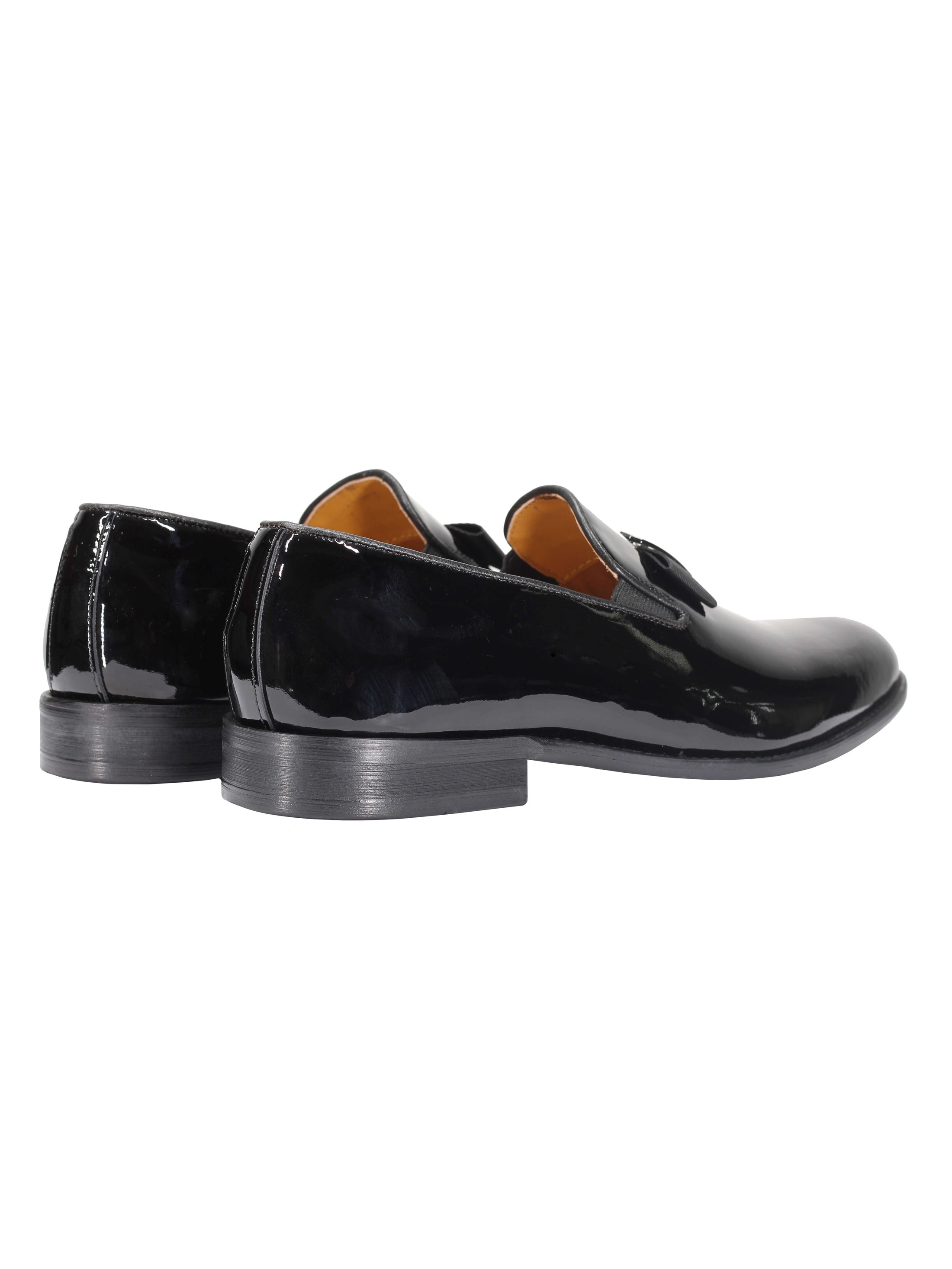 BLACK PATENT LEATHER LOAFERS WITH BOW