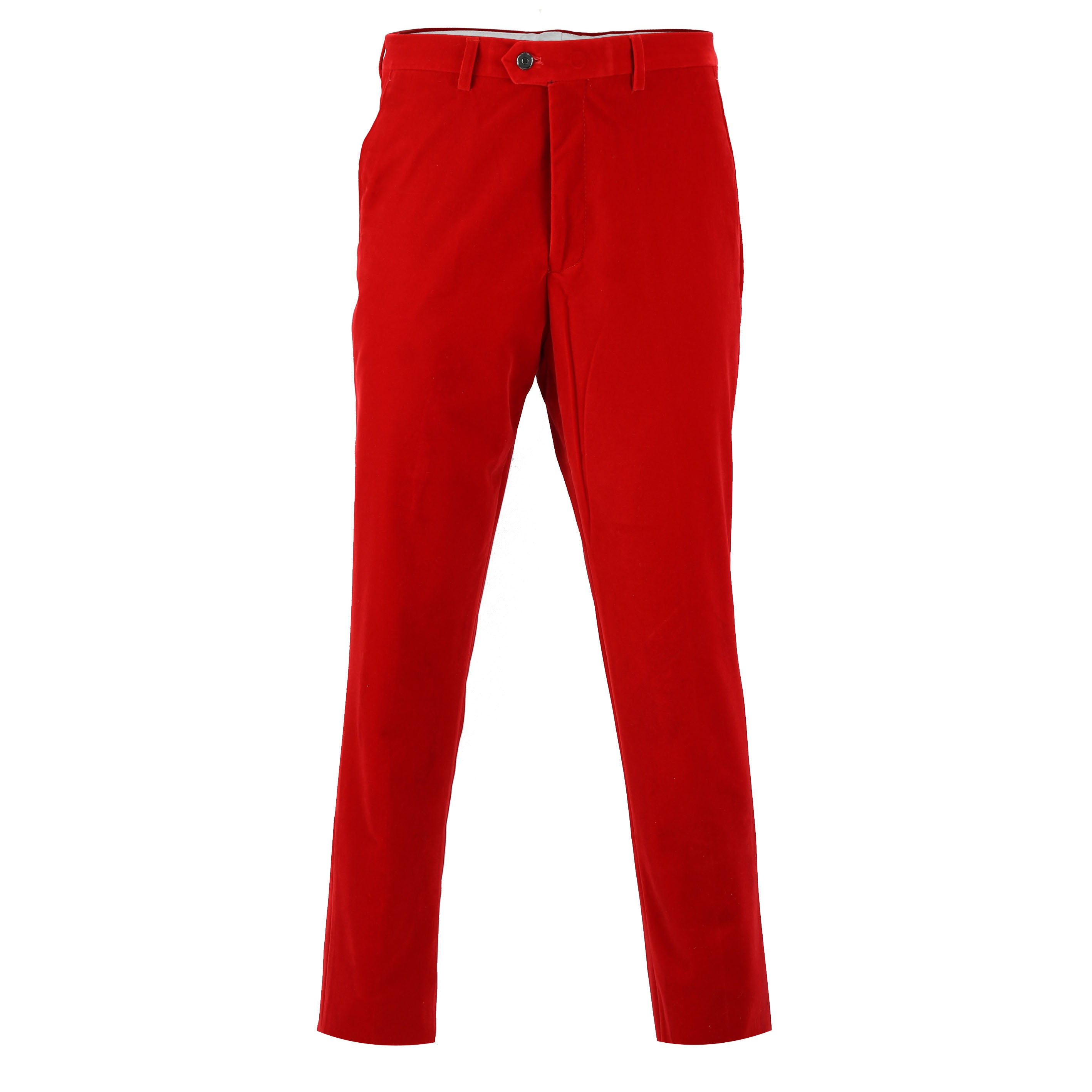 Mens Red Slim Fit Soft Velvet Formal Dress Suit Pants