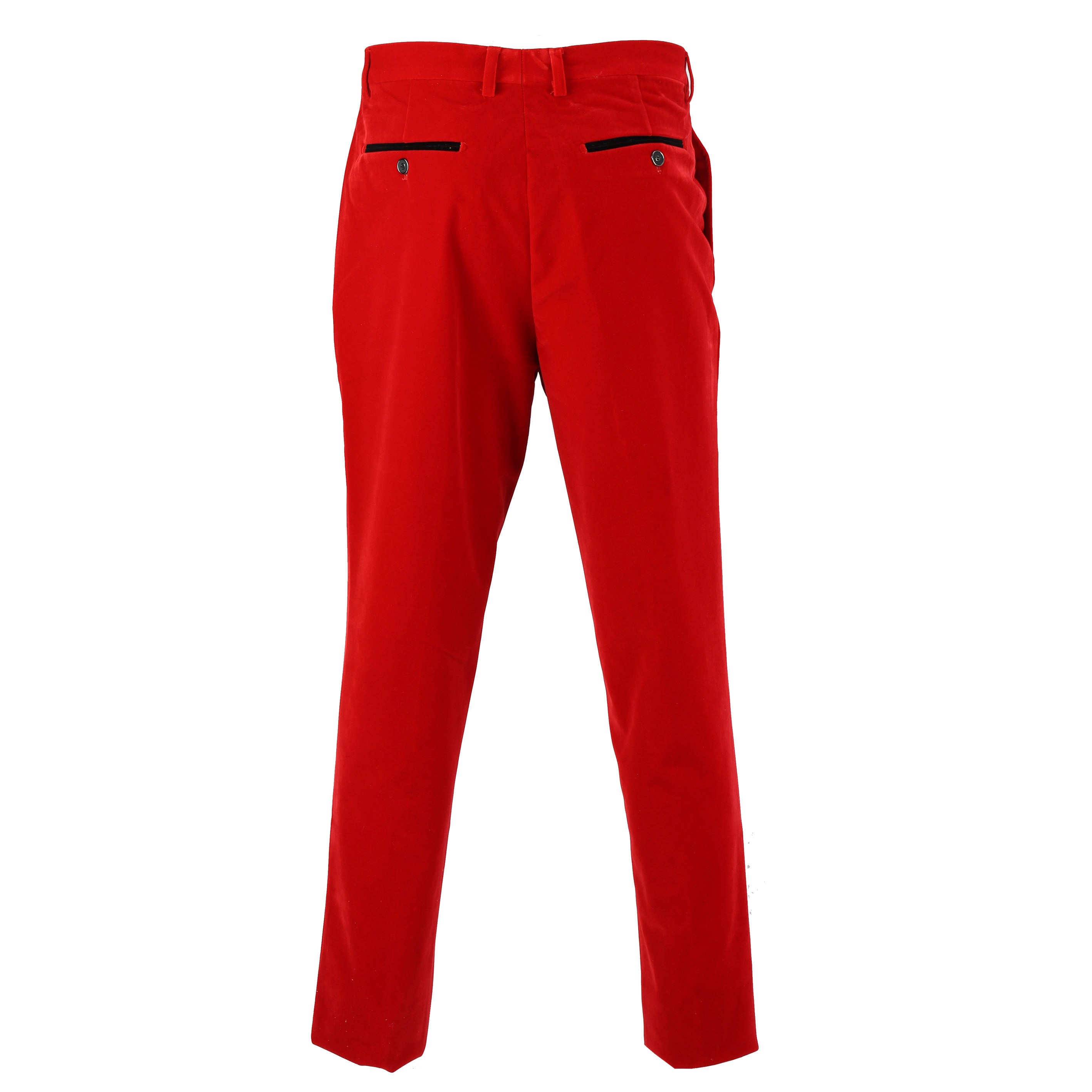 Mens Red Slim Fit Soft Velvet Formal Dress Suit Pants