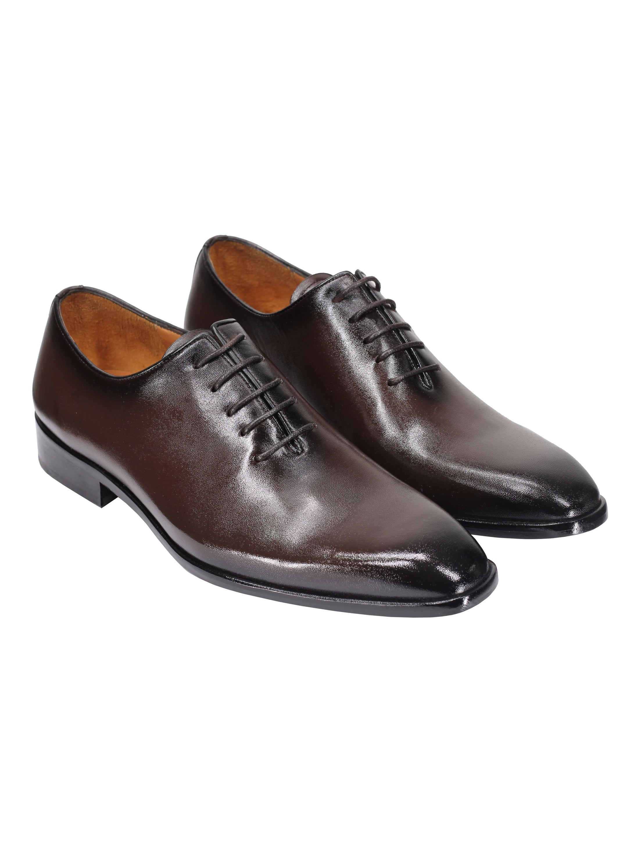 CALF LEATHER WHOLECUT OXFORD LACE UP SHOES IN BROWN