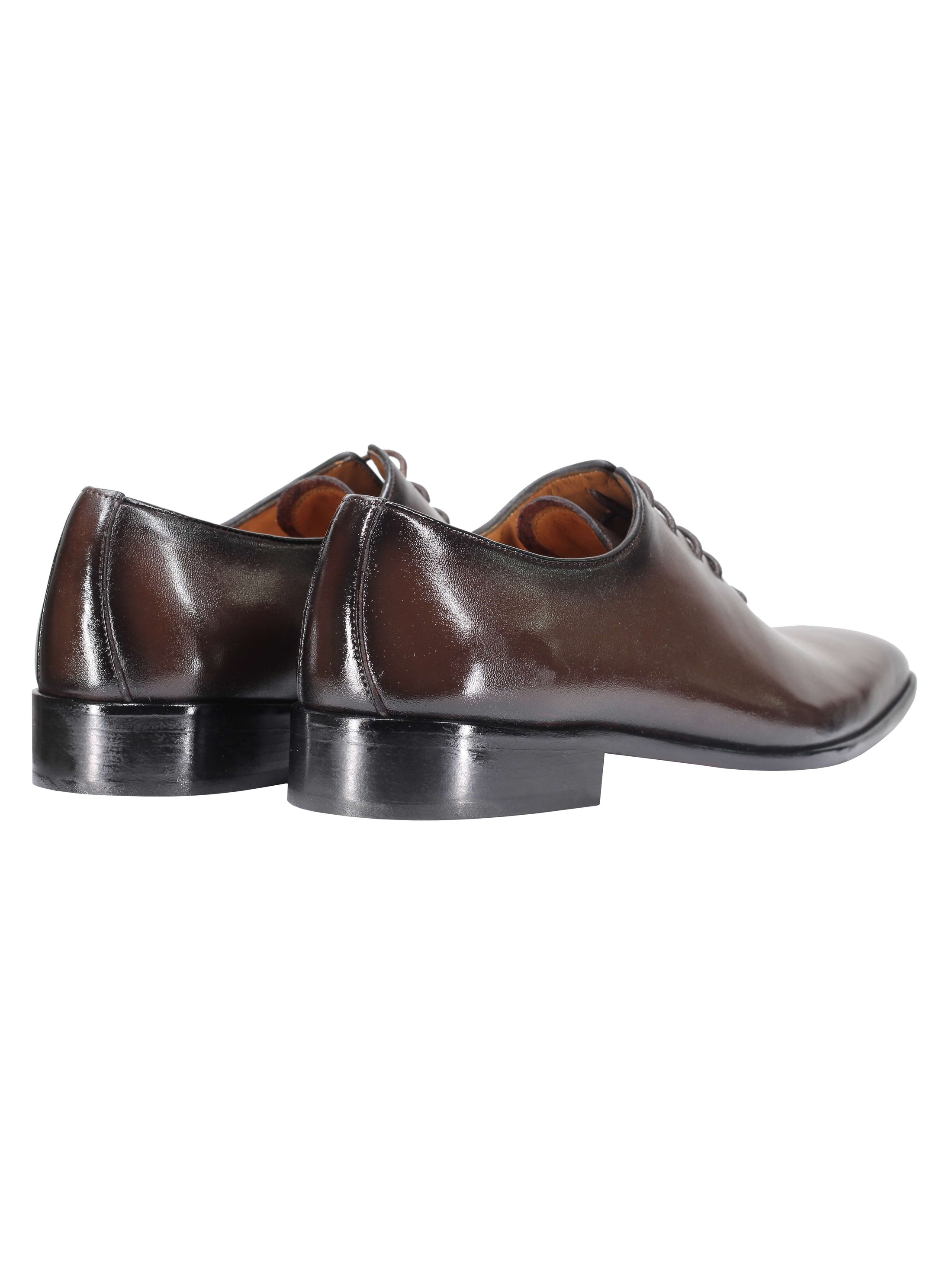 CALF LEATHER WHOLECUT OXFORD LACE UP SHOES IN BROWN