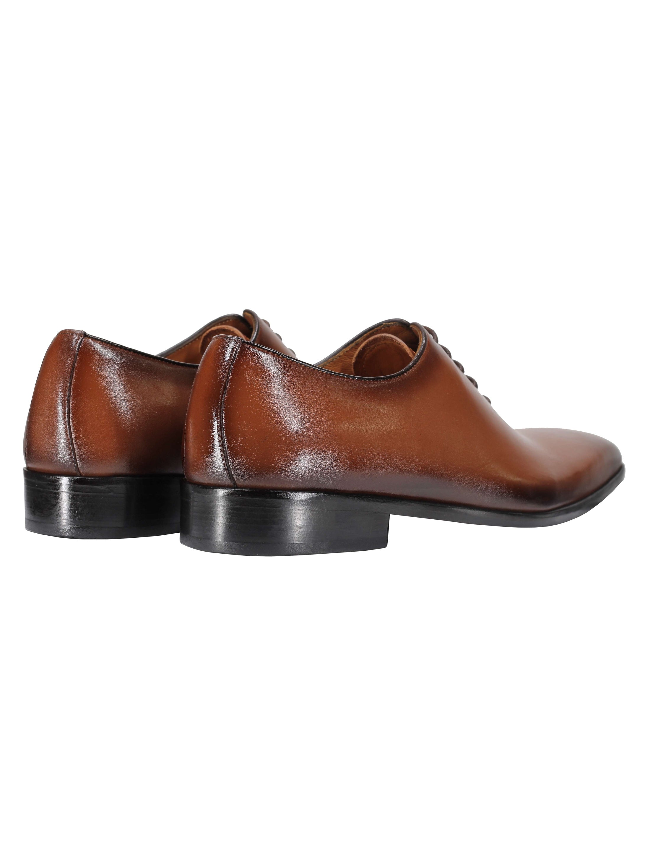 TAN CALF LEATHER WHOLECUT OXFORD LACE UP SHOES