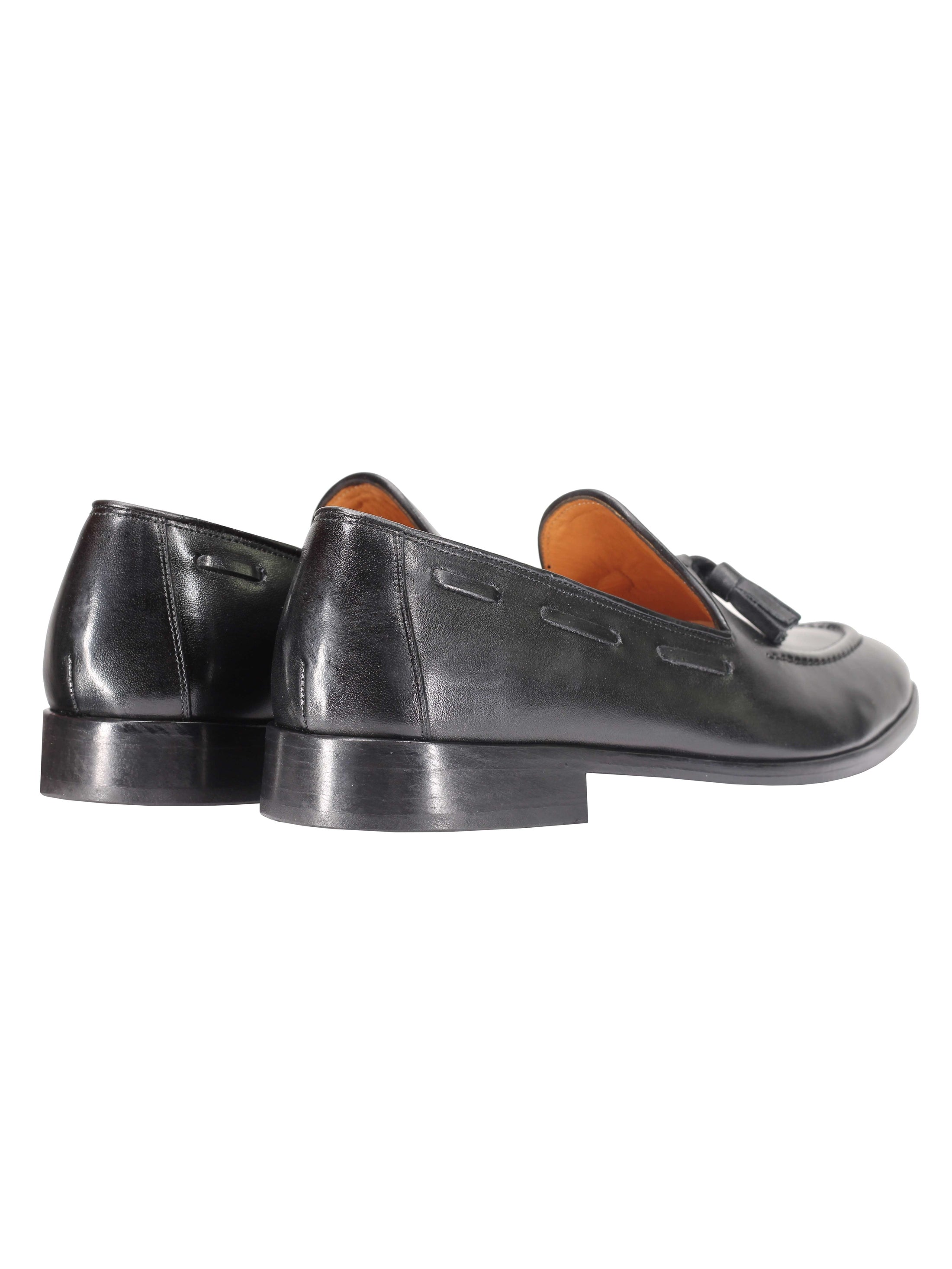 BLACK CALF LEATHER TASSEL LOAFERS