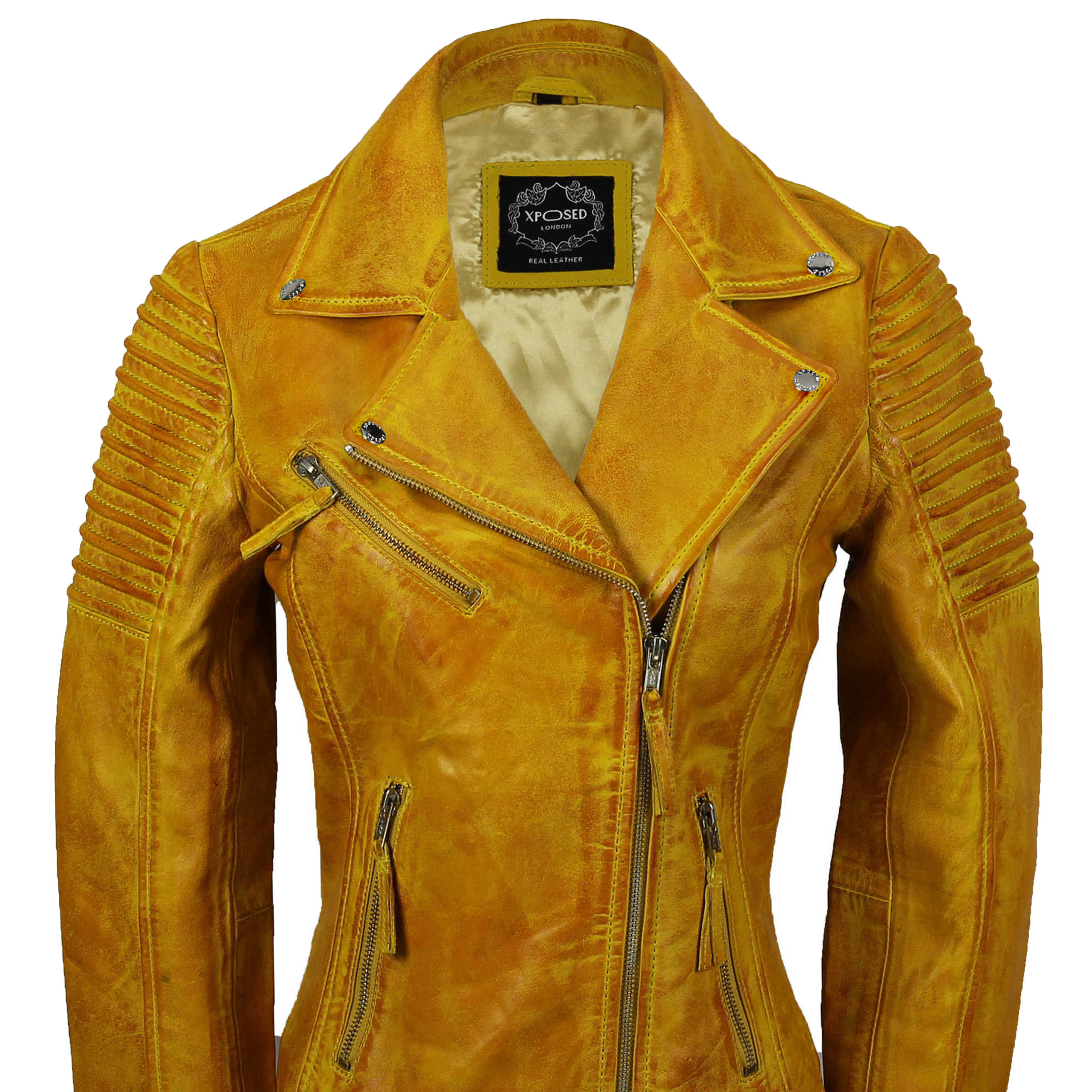 MOTARD RETRO FEMME JAUNE