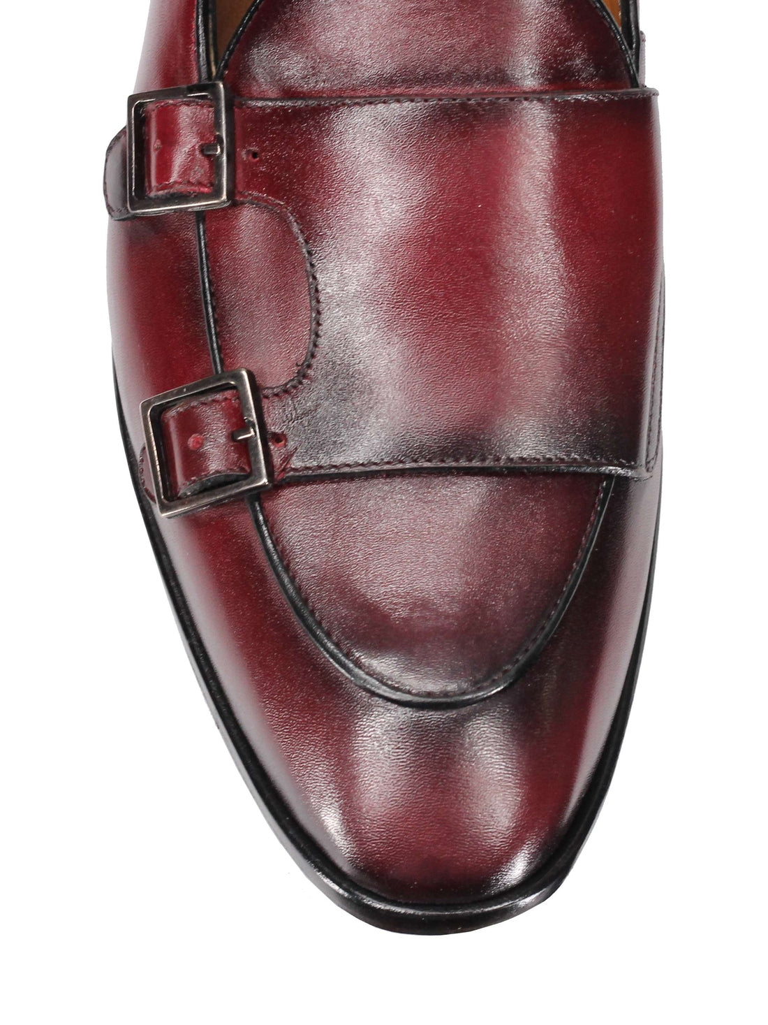 Real Leather Double Monk Shoes in Wine