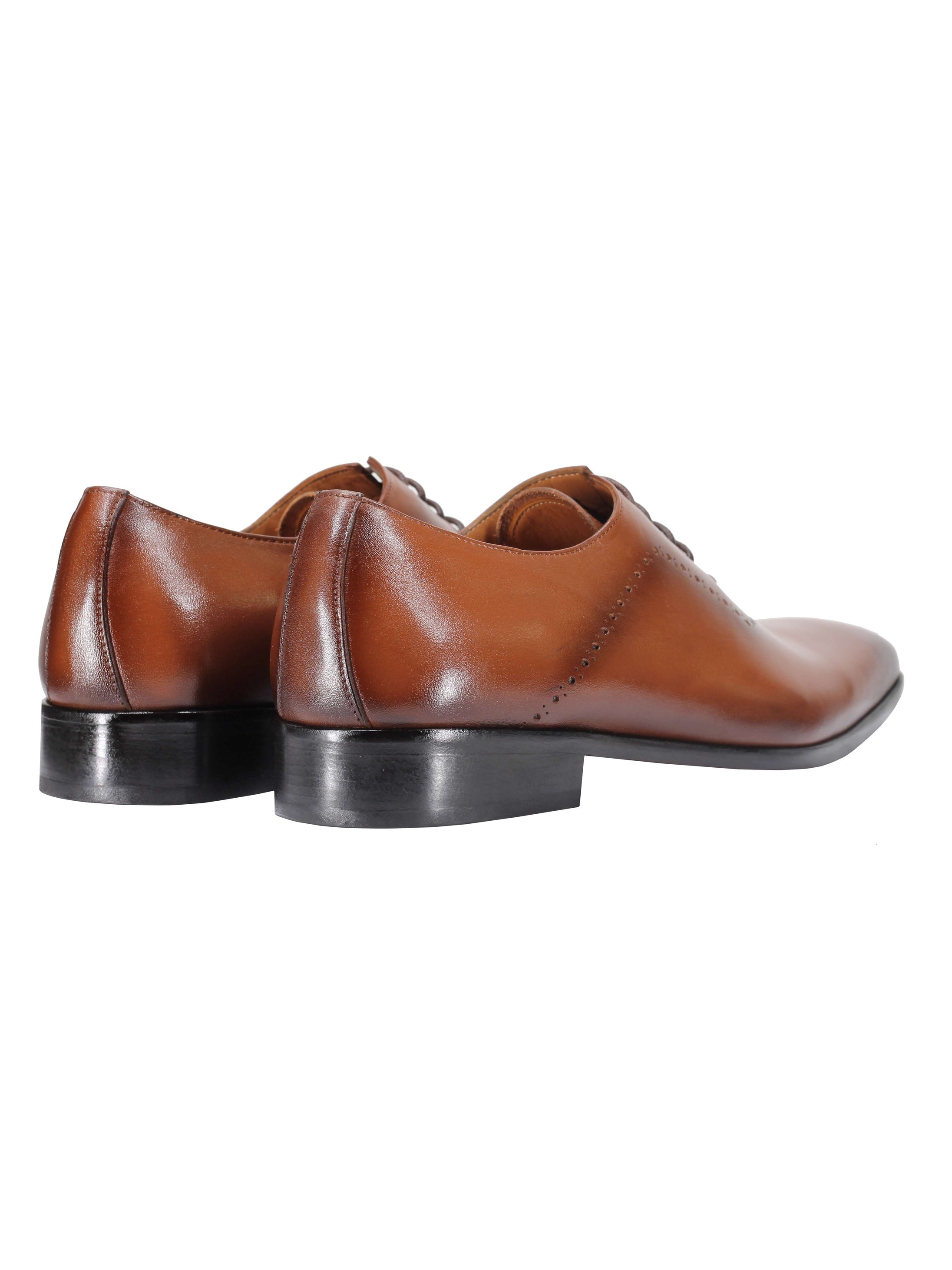 BROWN CALF LEATHER OXFORD LACE UP BROGUE SHOES