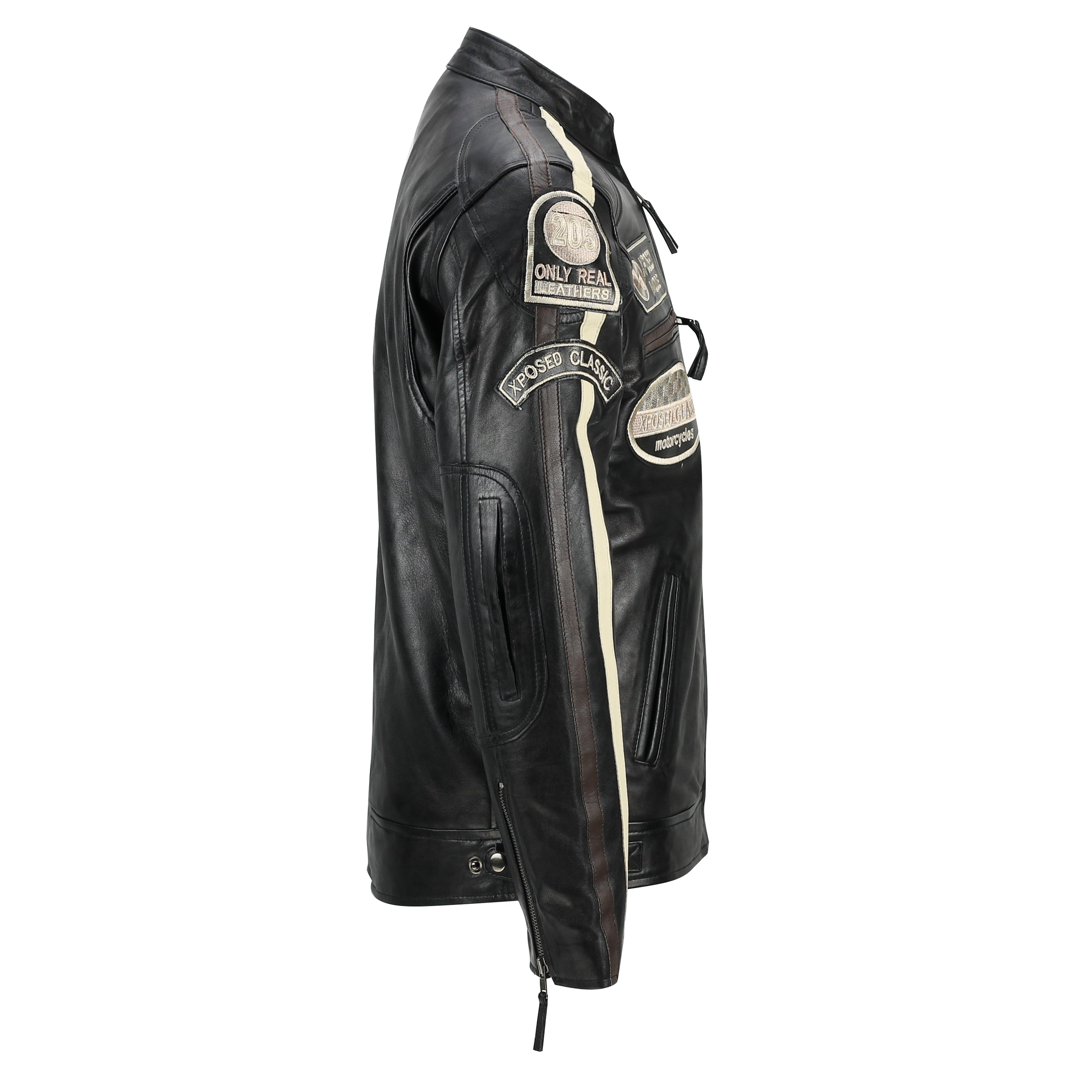 XPOSED VESTE EN CUIR VÉRITABLE COUPE SLIM NOIR